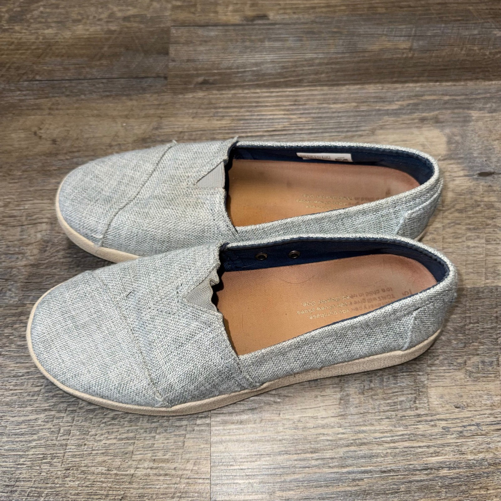 TOMS Classic Alpargata Grey Textured Canvas Slip On Flats Womens 6.5 10009986