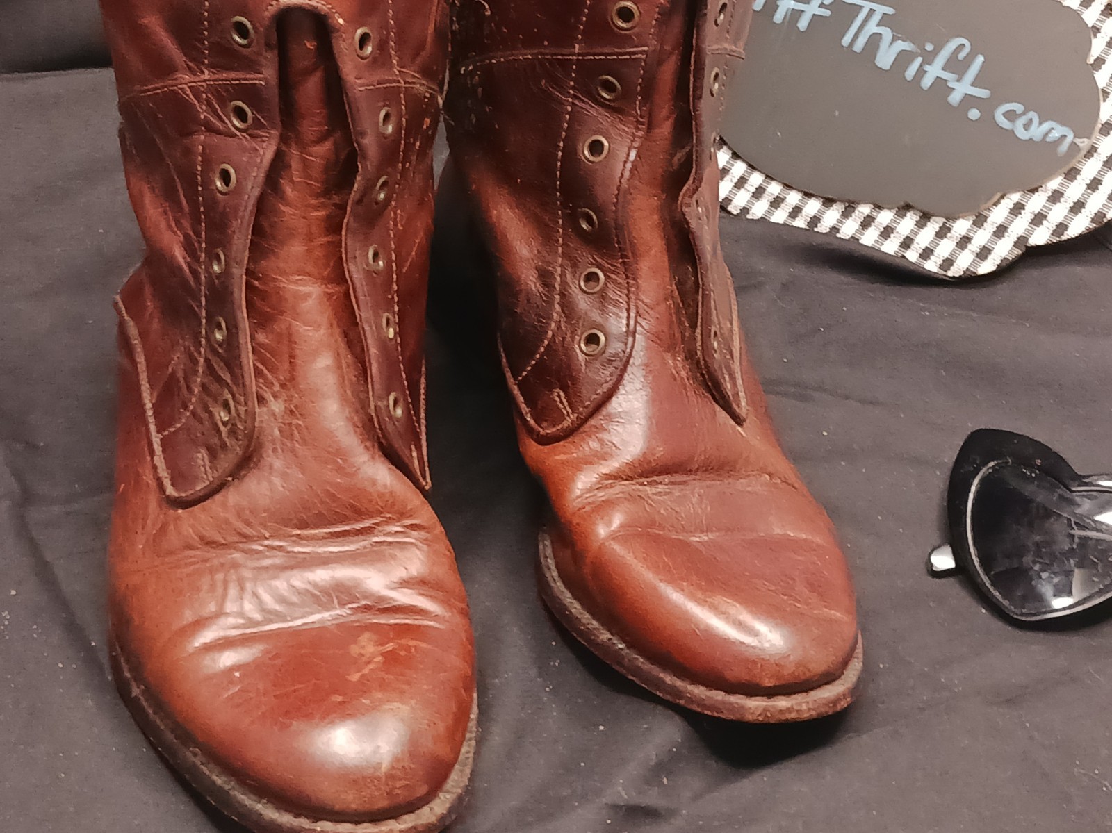 Womens Unbranded Size 7B Tall Boots Brown Low Heel Made In Brazil