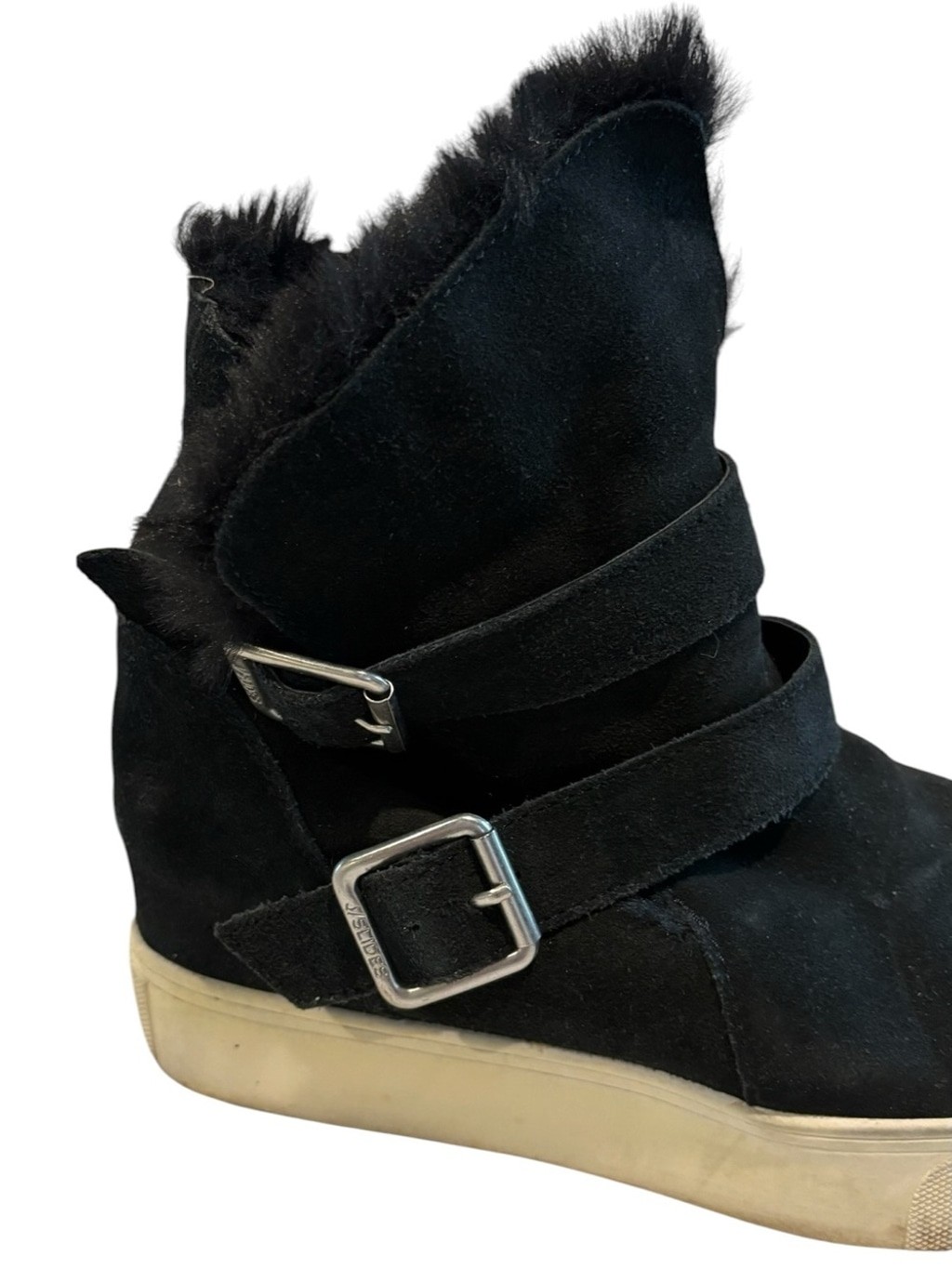 J/Slides Wells boots – faux fur botties in black. Size 7.5