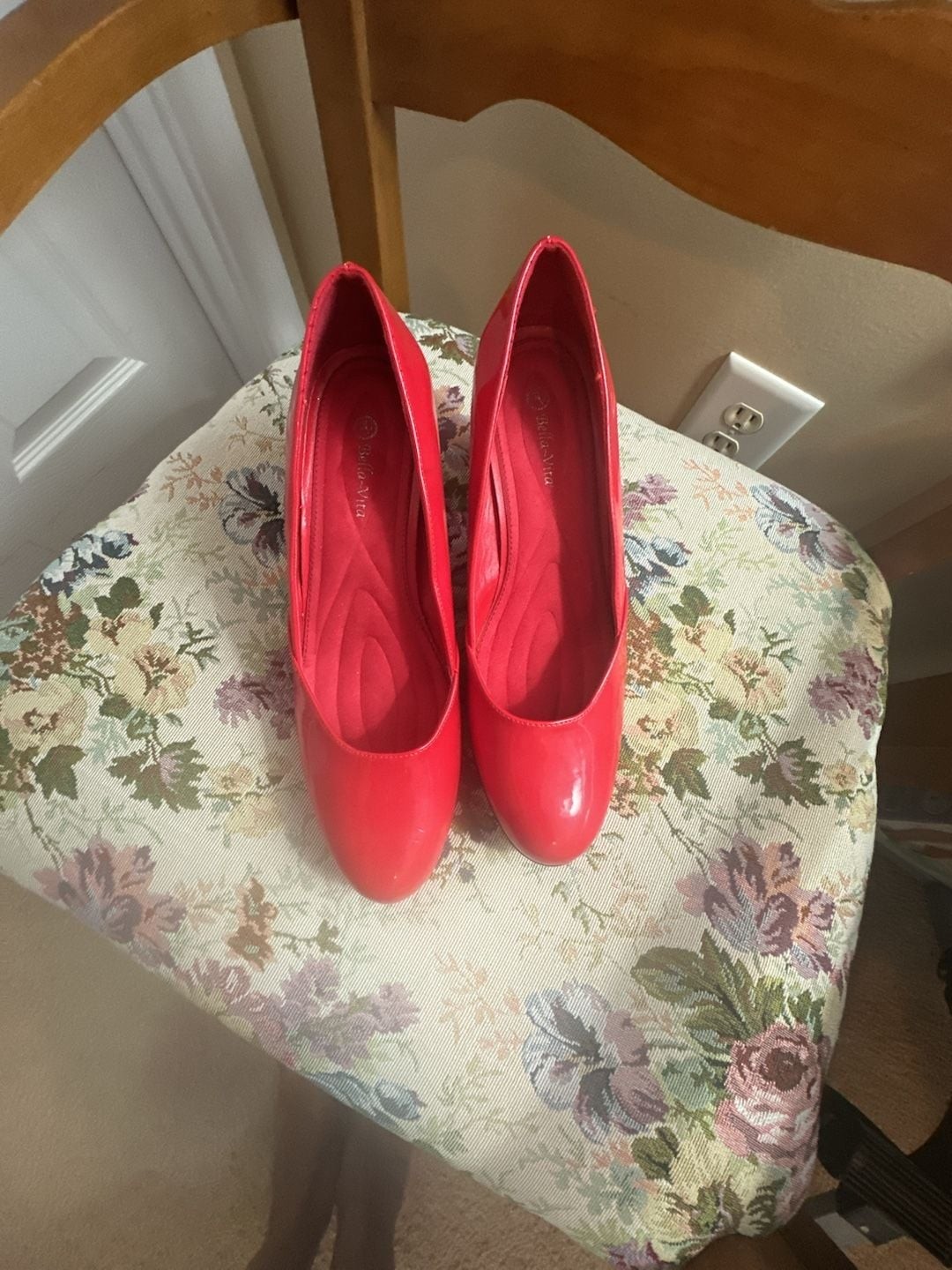Bella-Vita Zarili Red Patent Block Heel Pumps
