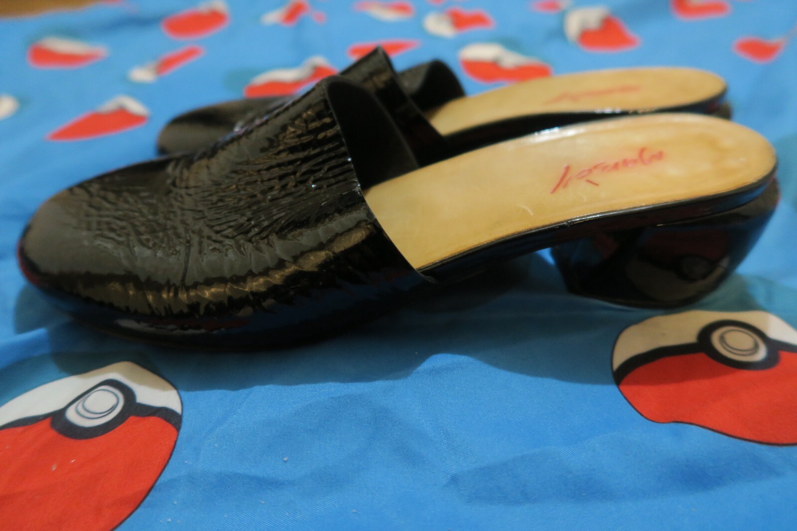 Marsell Sabot Patent Leather Mules Block Heel Nespoletta Black Size IT 38 US 7.5
