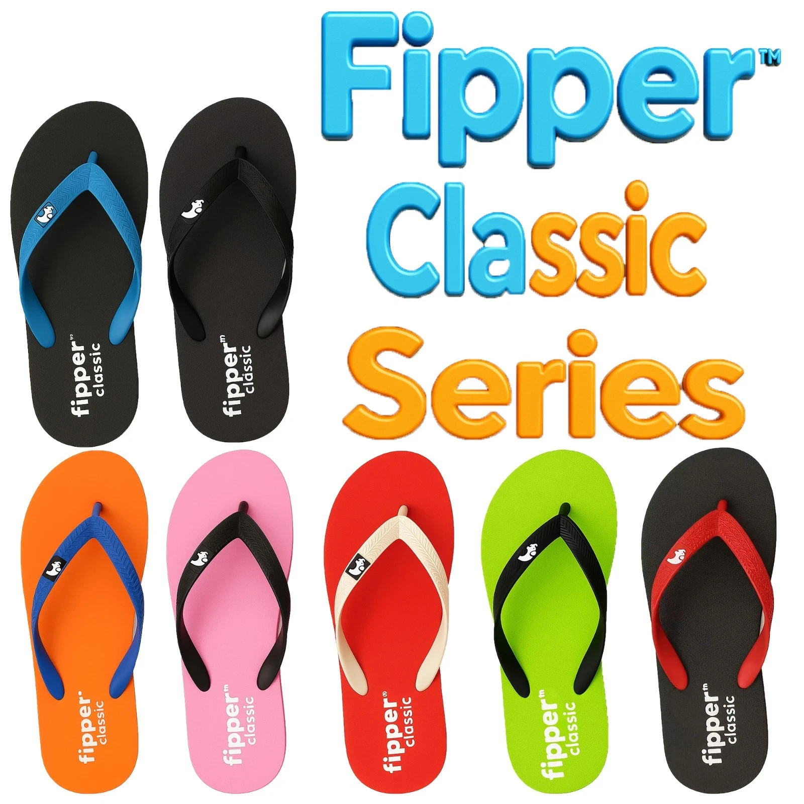 Fipper Classic Unisex Rubber Flip Flops Sandals Anti-Slip Waterproof Beach Shoes