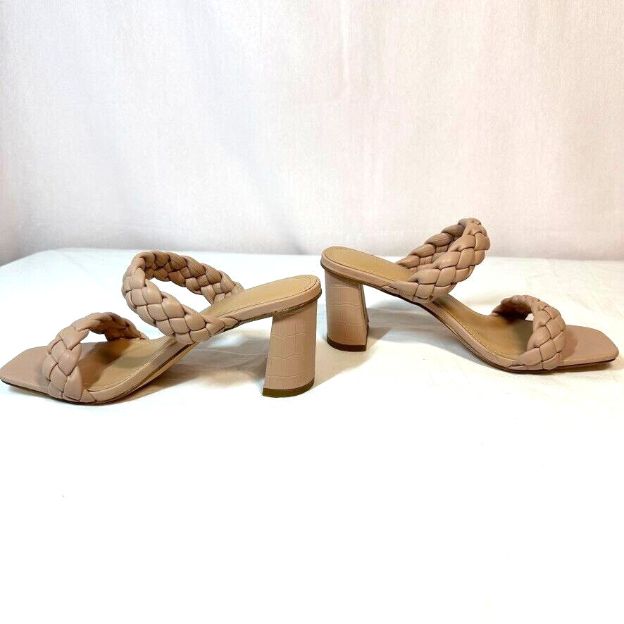 Cushionaire Iris Tan Sandal Braided 2 Strap Croc block 3.25″ heel Graduation