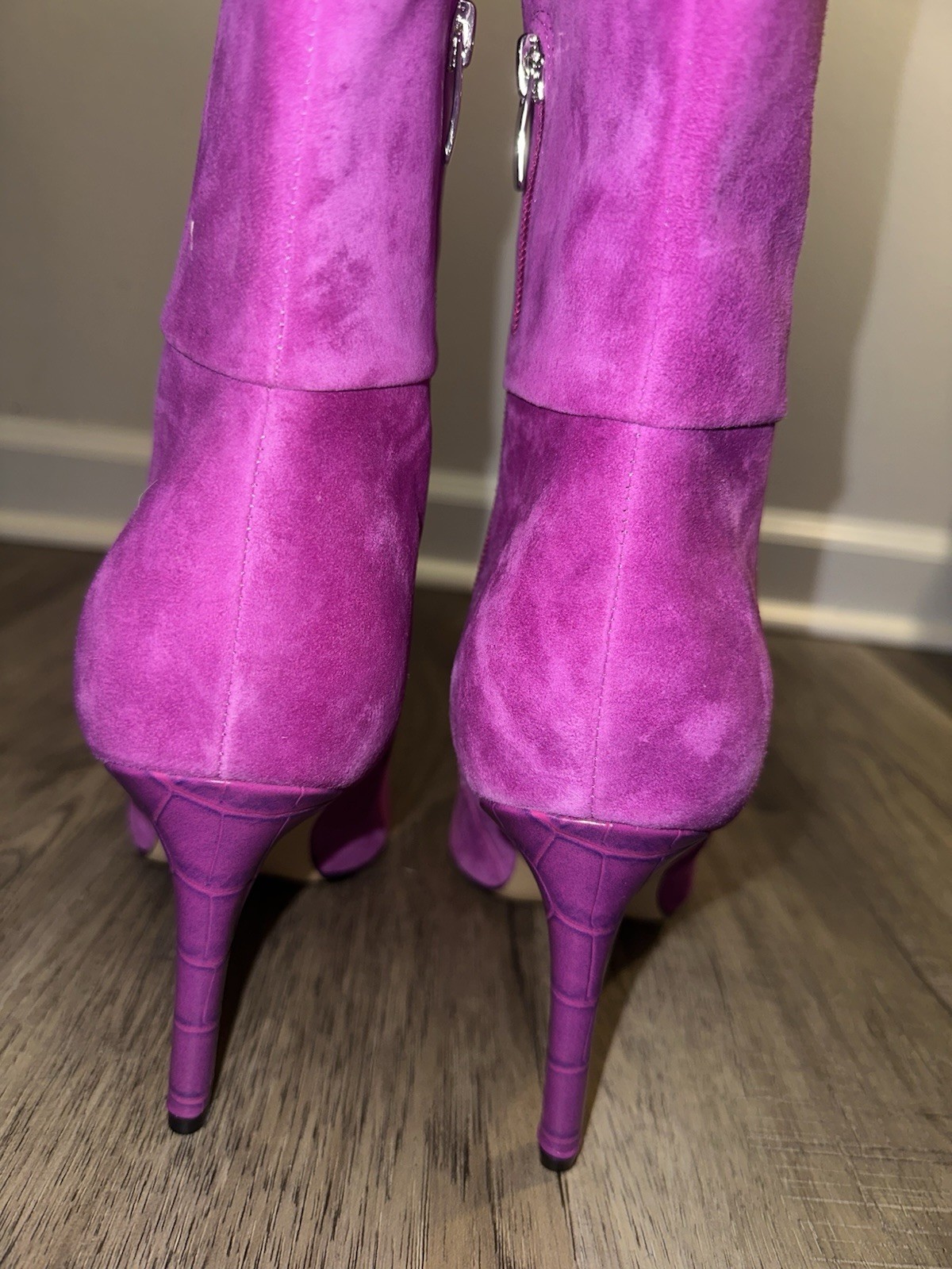 Nine West Richy Suede Knee High Boots Pink Zip Pointed Toe Women’s US 10 M