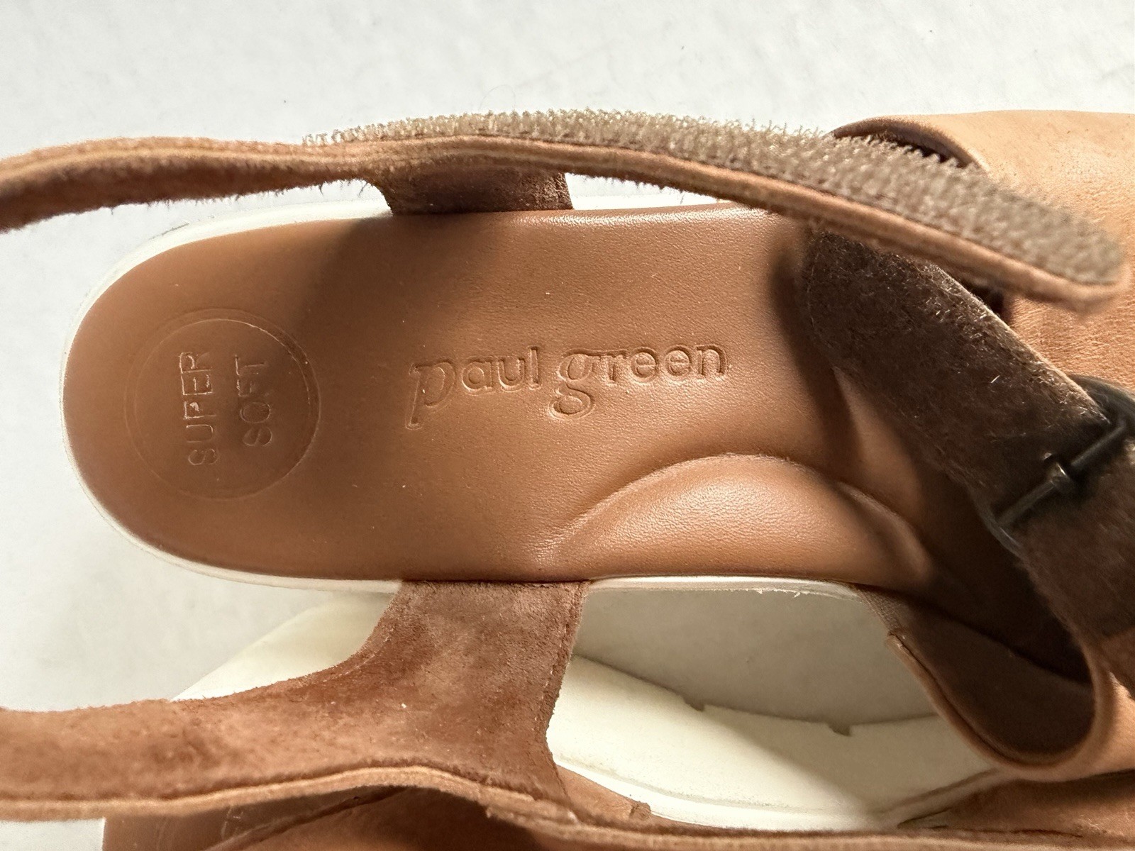Paul Green Women’s Tan Leather Platform Wedge Sandals Size 4 1/2 UK 7 US