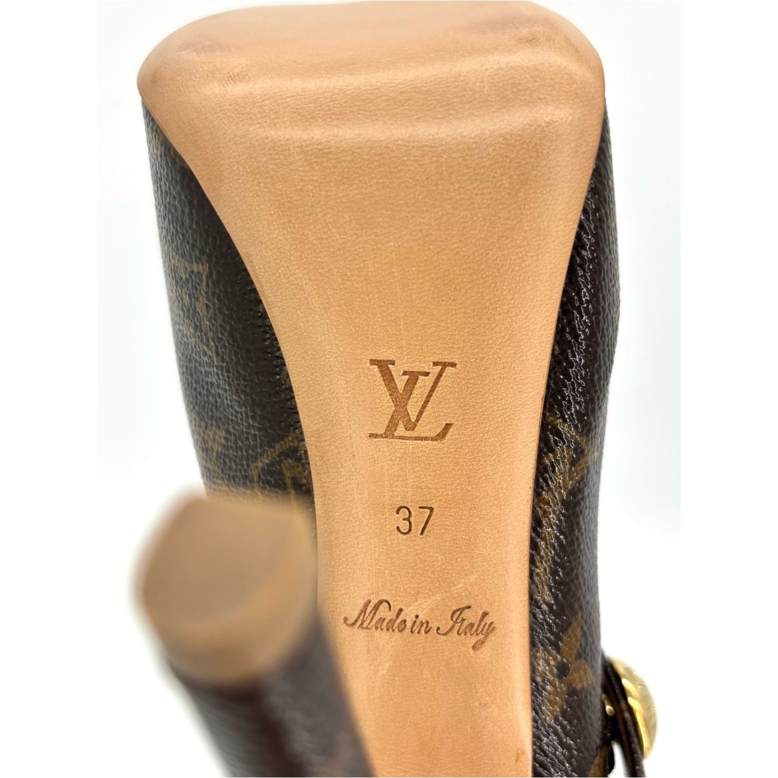 Louis Vuitton Ritual Fetish LV Monogram Maryjane Platform Peep Toe Pumps 37