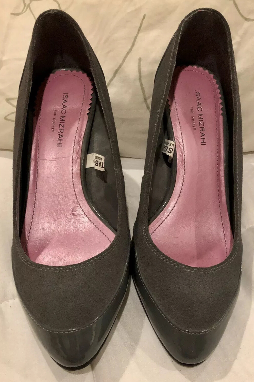 Isaac Mizrahi for Target Womens Pumps Sz 7.5 Gray Suede w/ Front & Side Patent