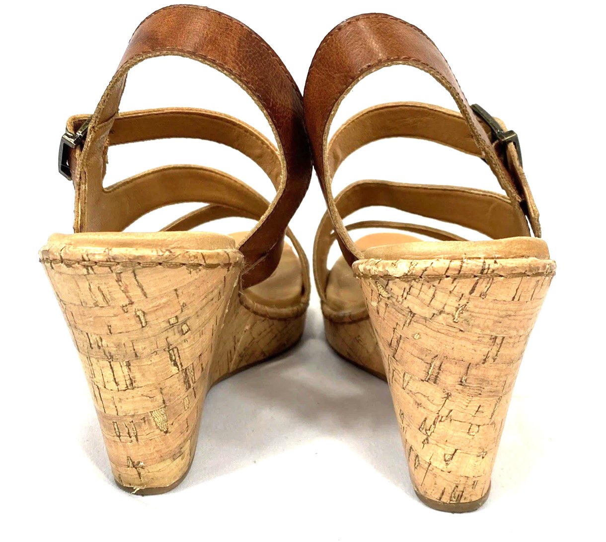 BOC Born Concept Sandals Women’s Sz 10 Brown Vegan Leather Slingback Cork Wedges