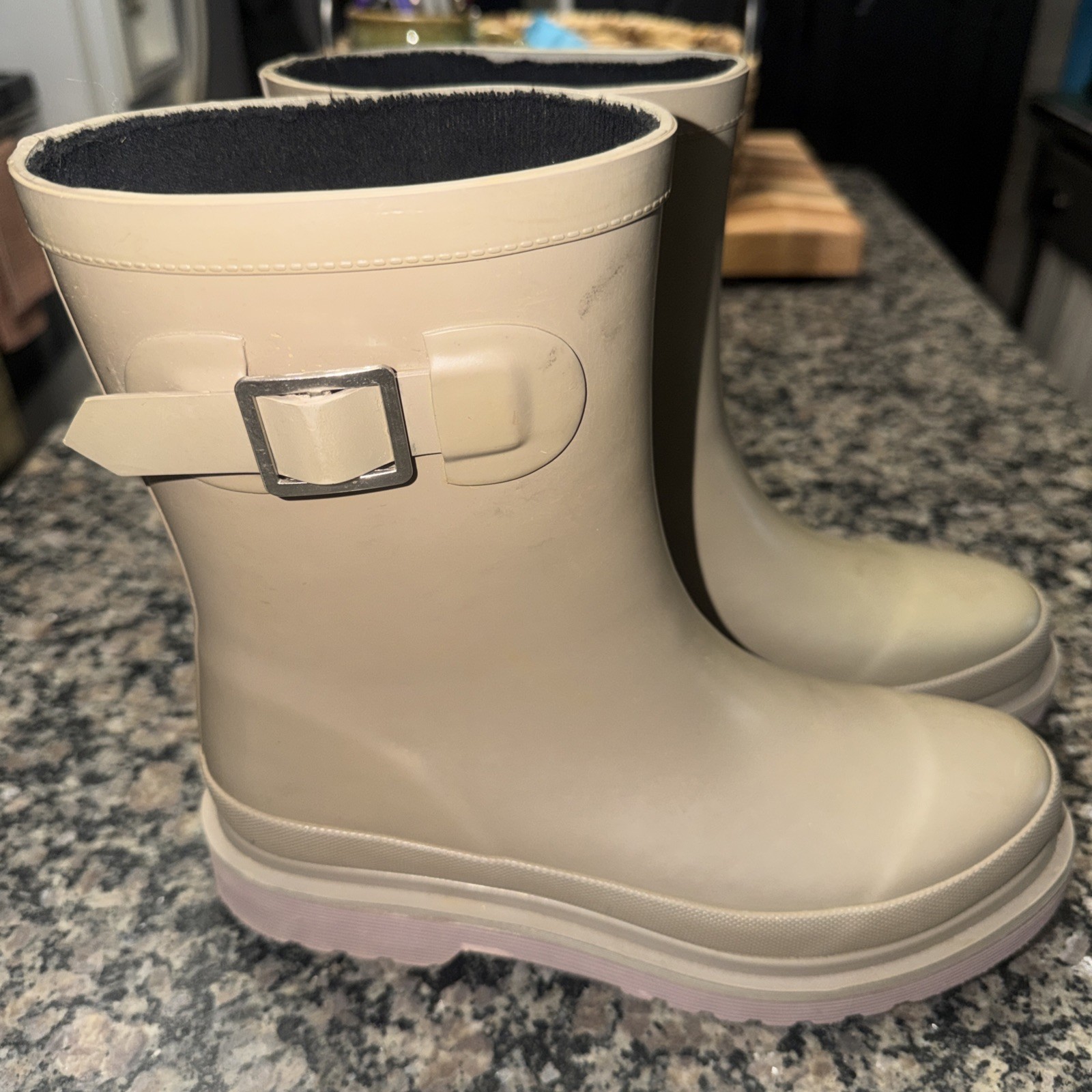 CHOOKA RUBBER LINED PULL ON WOMEN’S RAIN BOOTS 9M BALLARD MID Lined Foam Insole