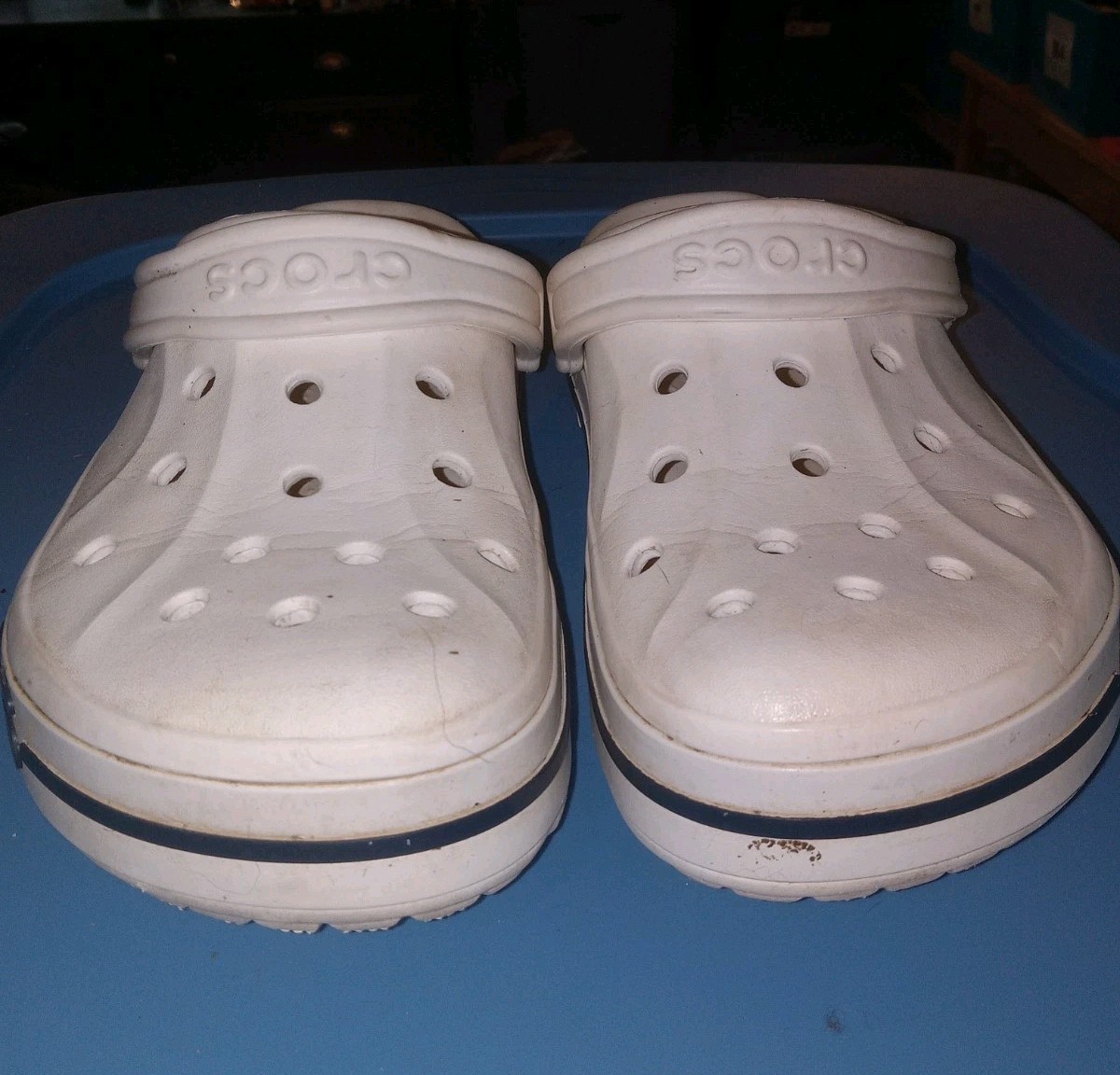 Crocs Adult Bayaband Clogs Unisex W9 M7 Navy Blue & White Sandals