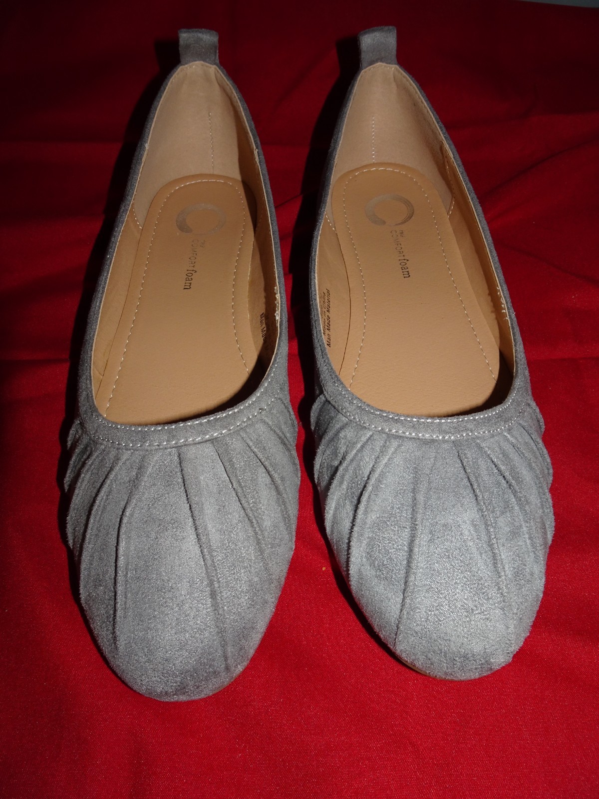 TRU Comfort Foam Women’s Grey Tannya Faux Suede Ballet Flats Size 7.5 NEW