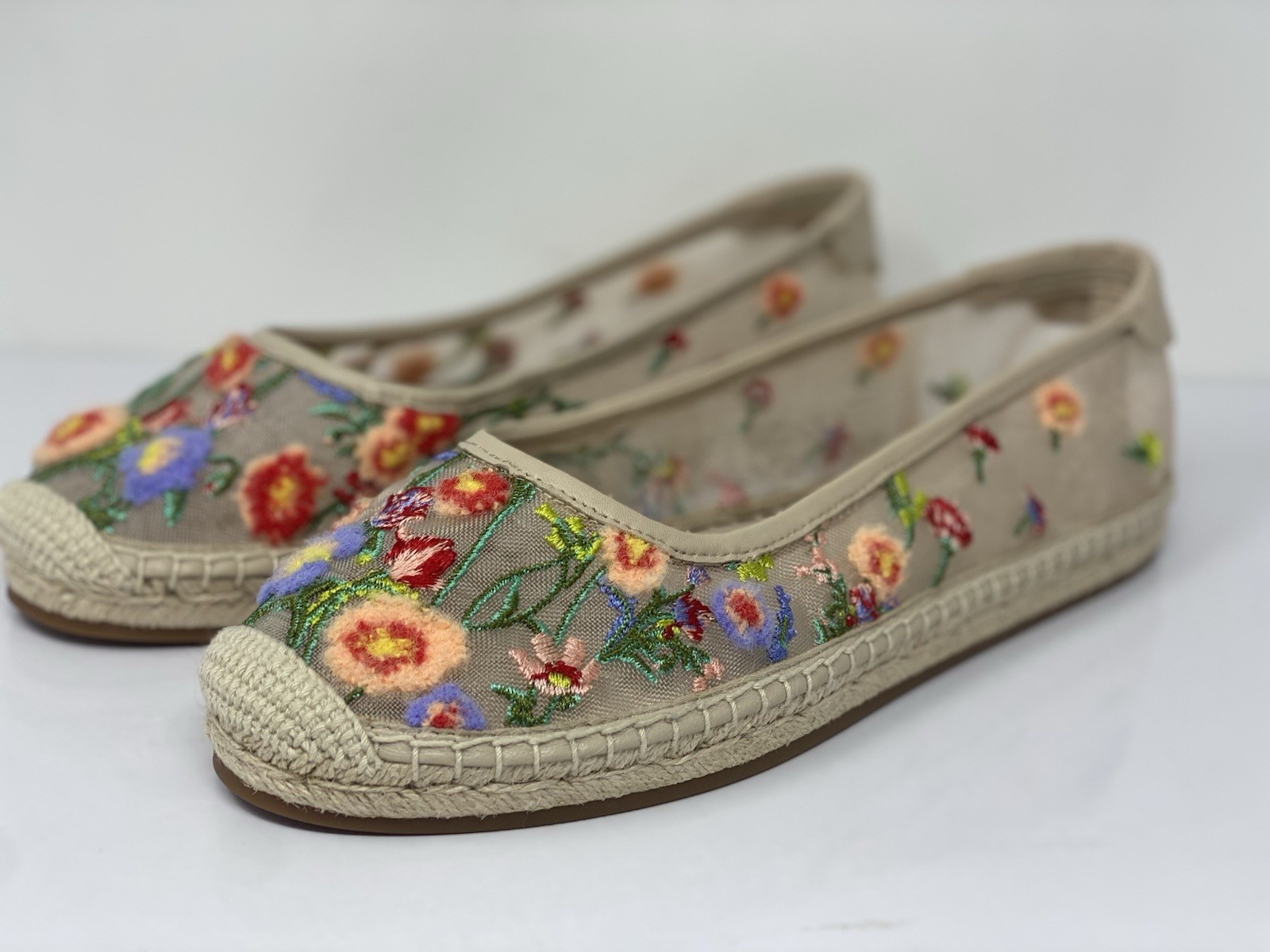 Kate Spade NWT 9.5B Feminine Summer Floral Garden Mesh Ballet Espadrille Flats