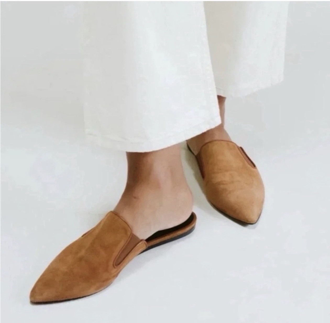 Jenni Kayne Brown Suede Pointed Toe Slide Slip-On Flat Mules Womens 7