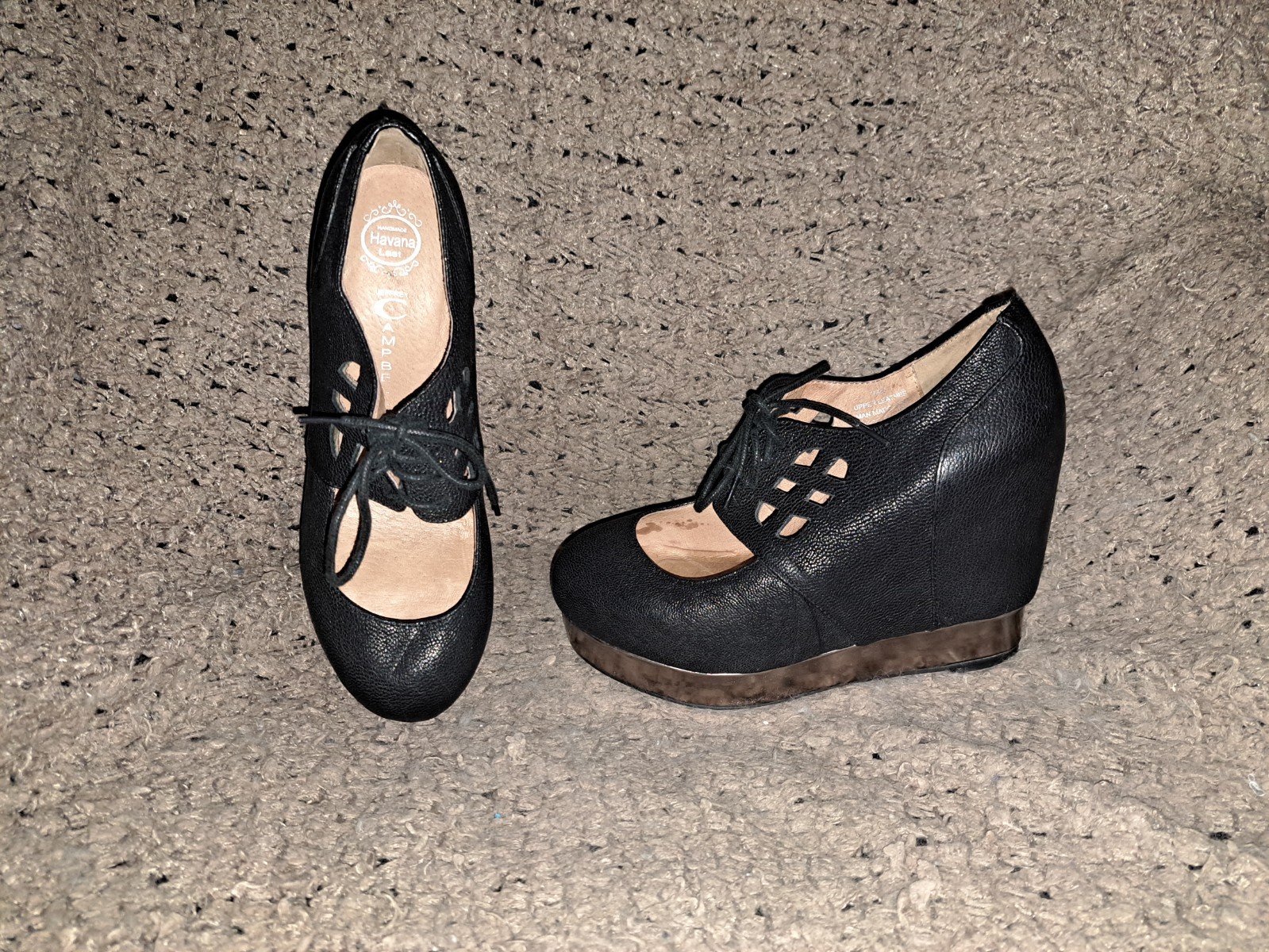 JEFFREY CAMPBELL-Raid-Black/Silver Leather Platform Heels-Sz 38/7.5-Excellent