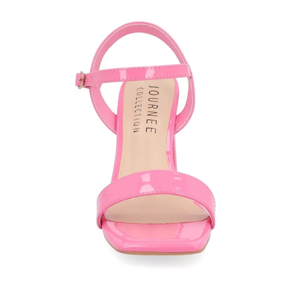 Journee Collection Tivona Block Heel Sandals Pink Patent New With Tags