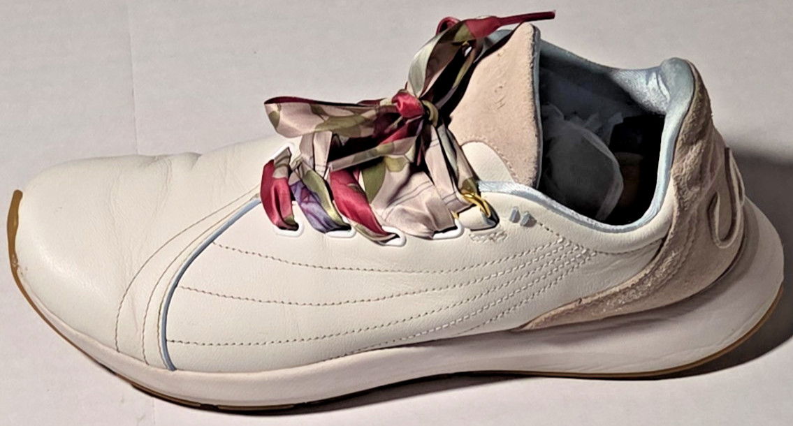 Saysh Two Leather Sneakers Womens 10 Cream Ribbon Laces Allyson Felix Shoes