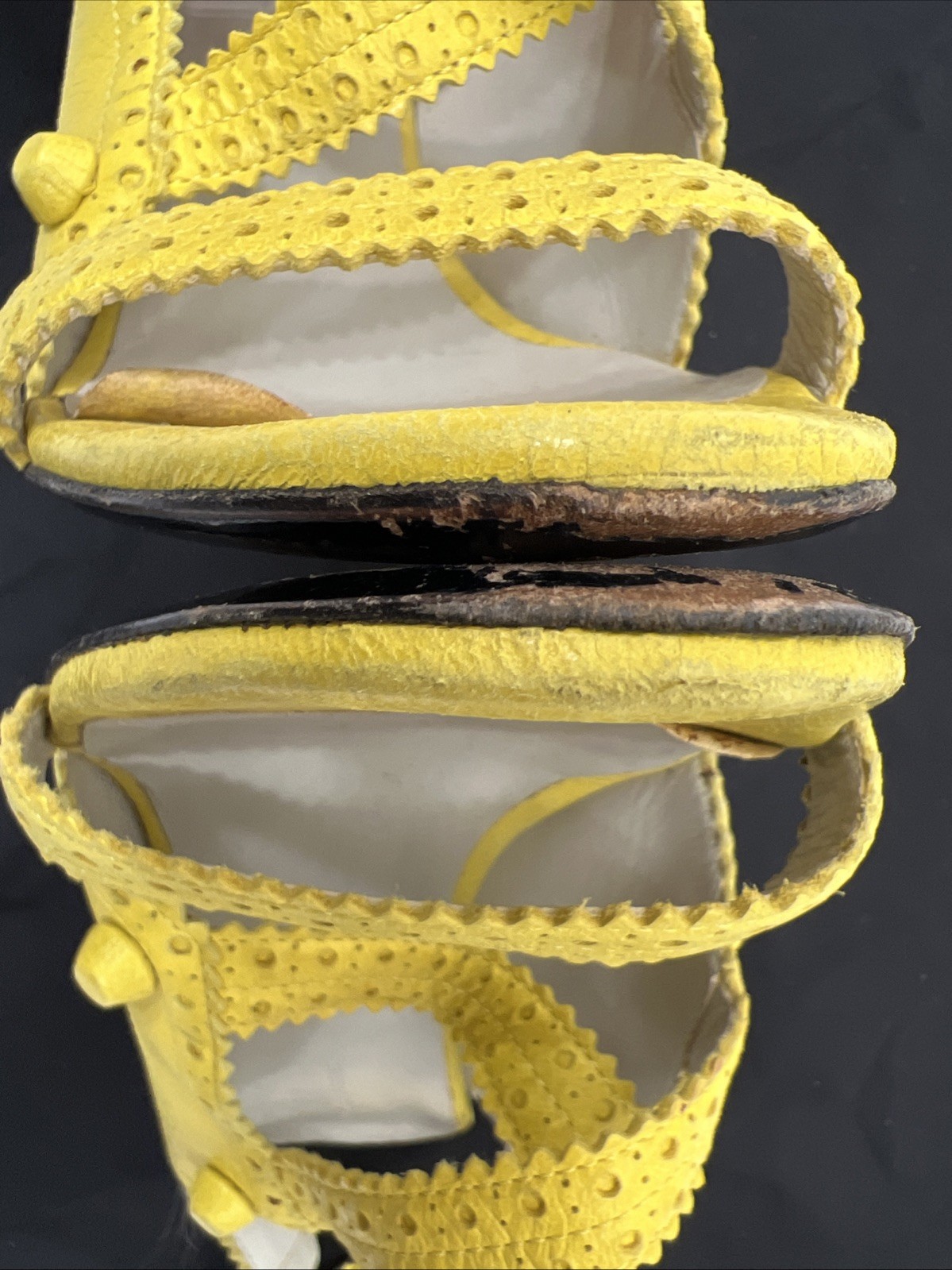 Balenciaga 40 Wedge Sandals Mules Gladiator Caged Pump Booties Yellow City Studs