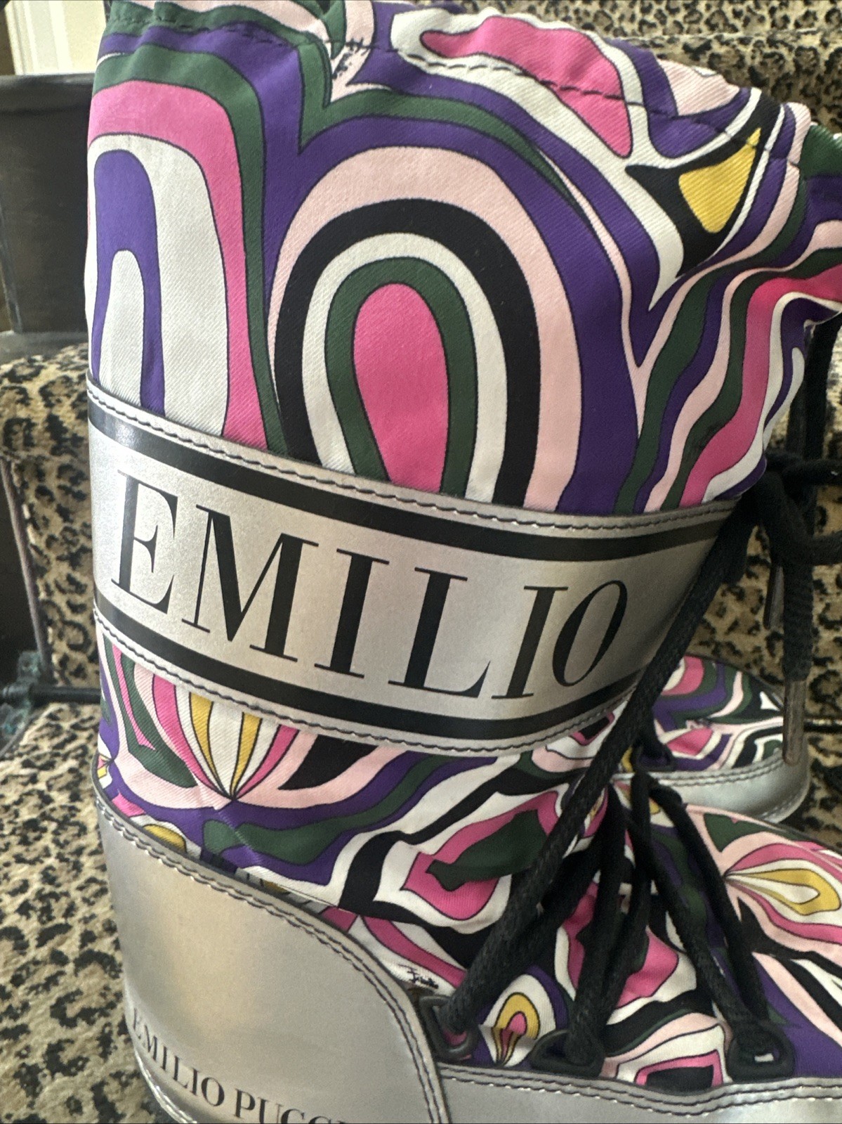 Emilio Pucci 2004 Apres Ski Iconic Print Snow Boots Size 7
