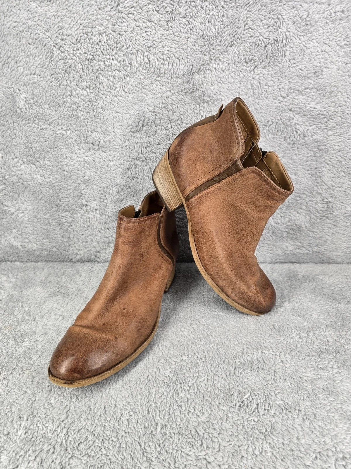 Clarks Maypearl Ramie Boot Women Size 9 Brown Leather Bootie Block Heel Comfy