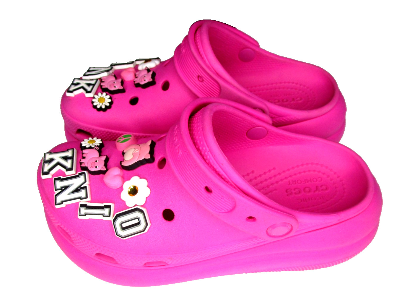 Crocs Classic Mega Crush Platform Clog Pink Women’s Size 7~w/Removeable Charms
