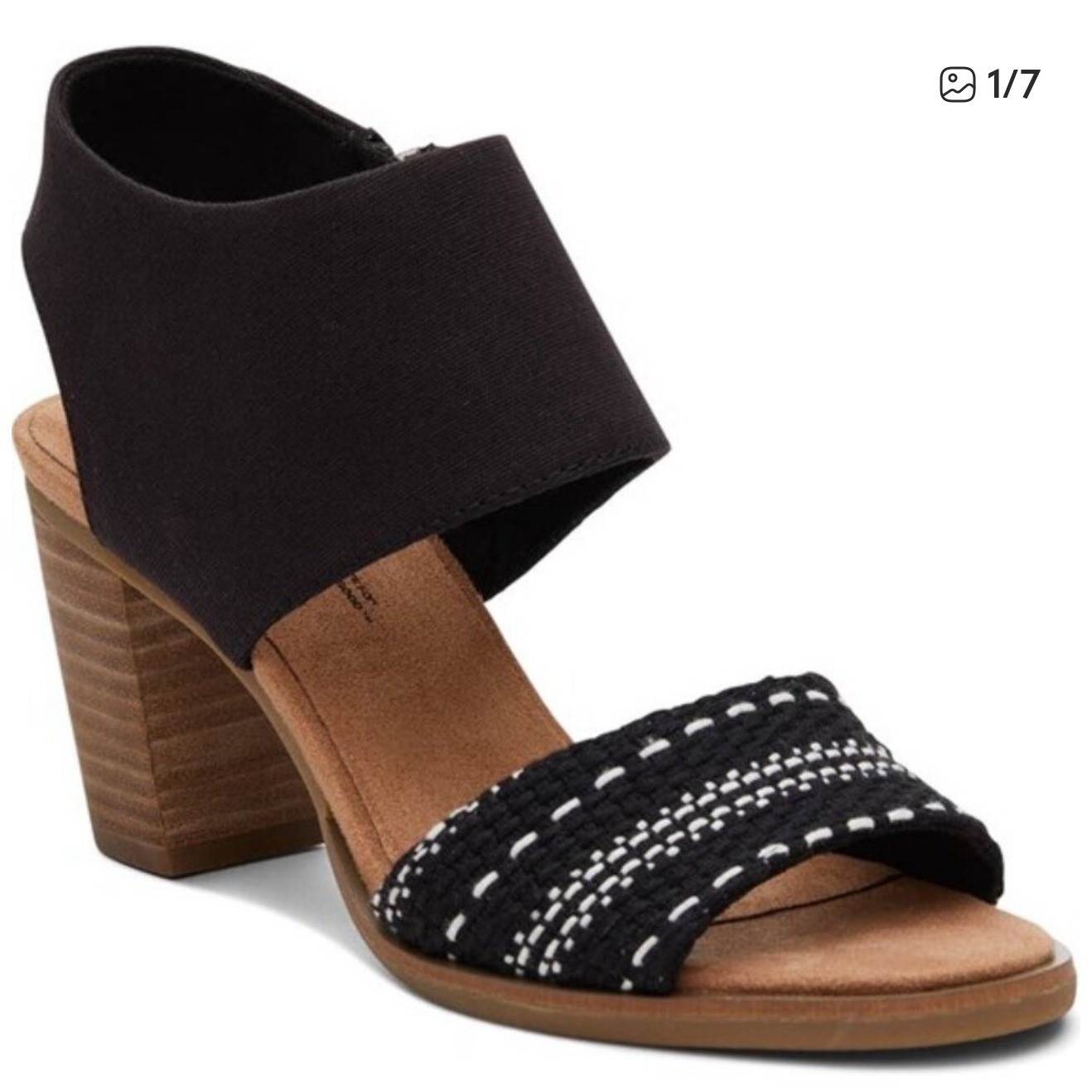 TOMS Majorca Black Wedge Sandals Size 11 Zipper Ankle Strap Espadrille Style