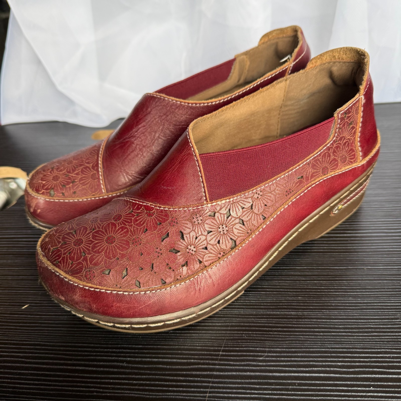 L’Artiste Spring Step Brunbak-BX Leather Clog Women’s Size 37** (US 8) Bordeaux