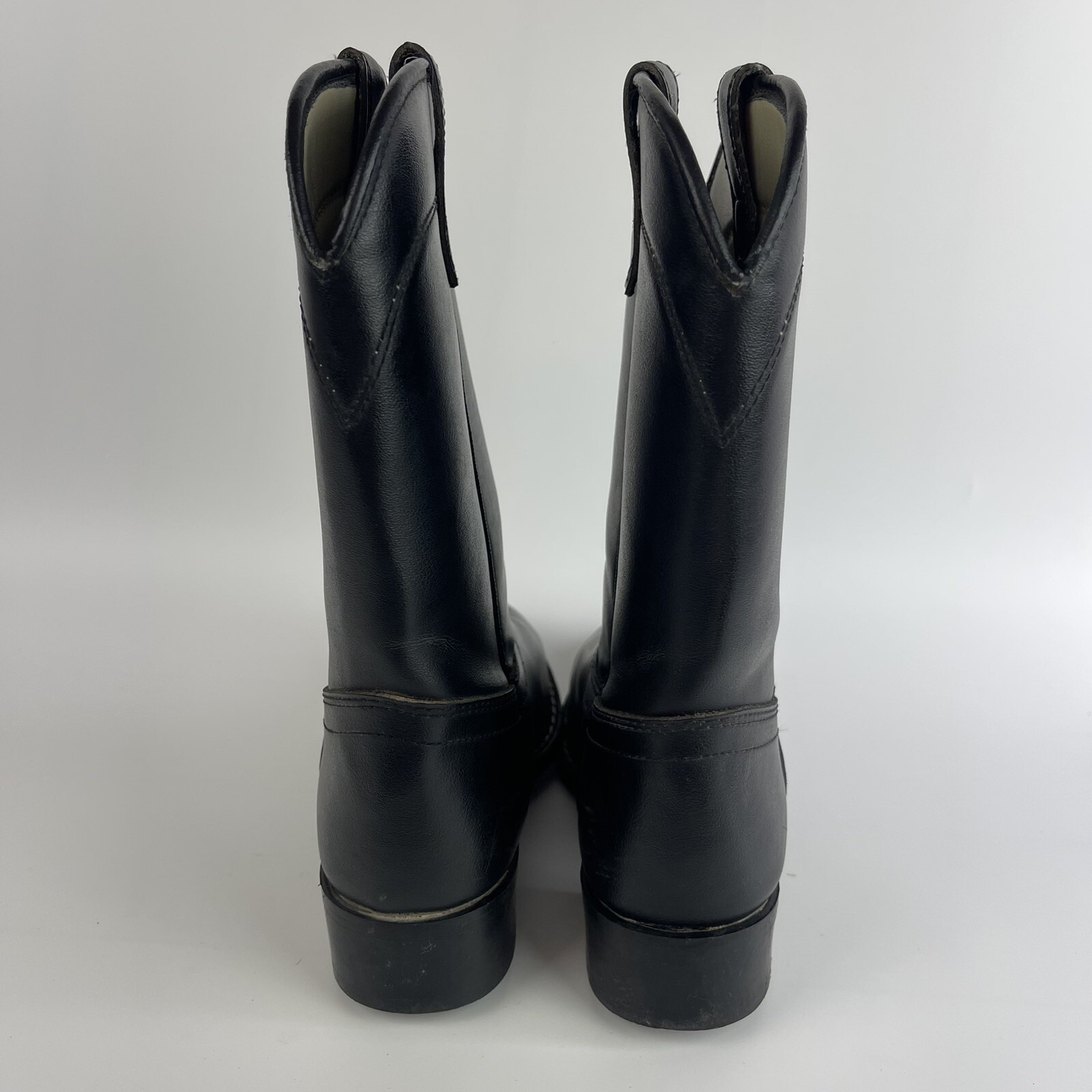 Laredo Boots Youth 3.5 M Western Mid Calf Black Leather Pull On 28-2100