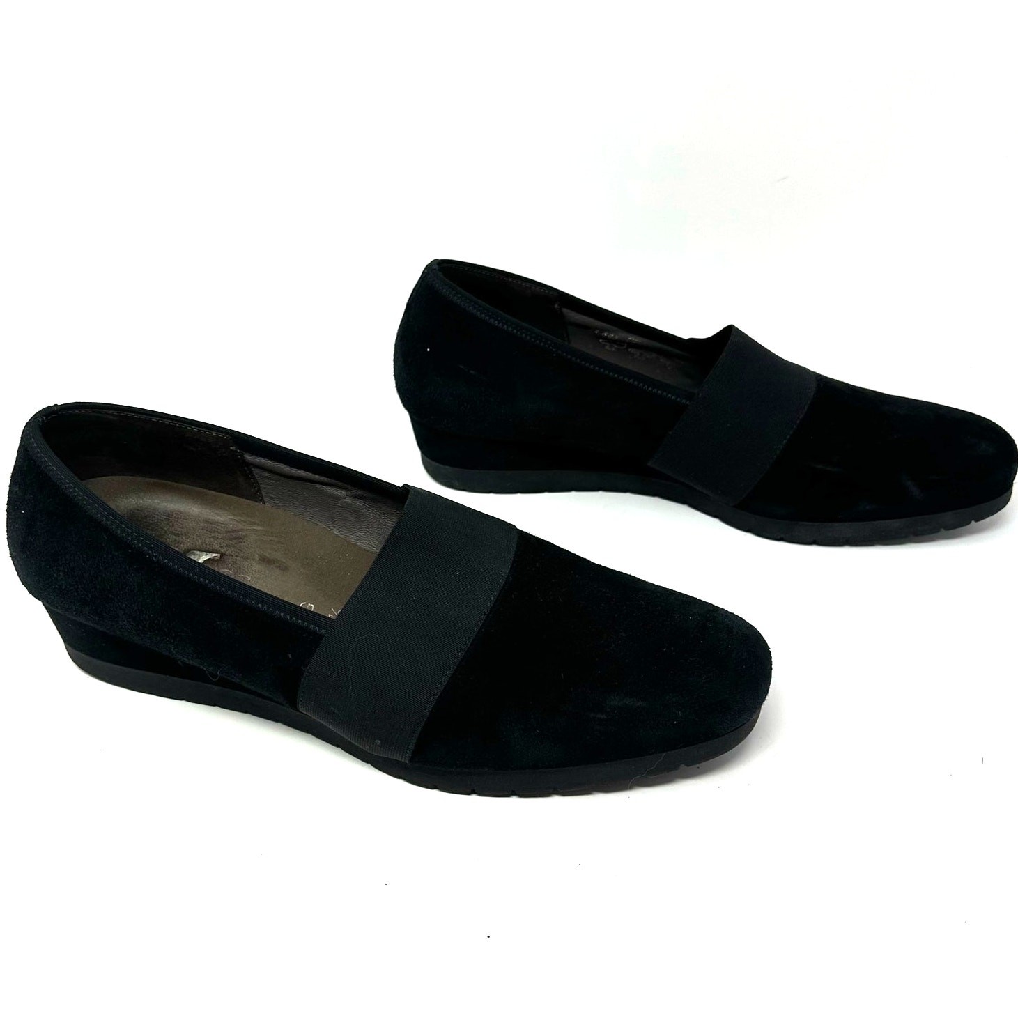 Gabor Size 7.5 Slip On Black Suede 1.5″ Heel Square Toe Formal Business Comfort