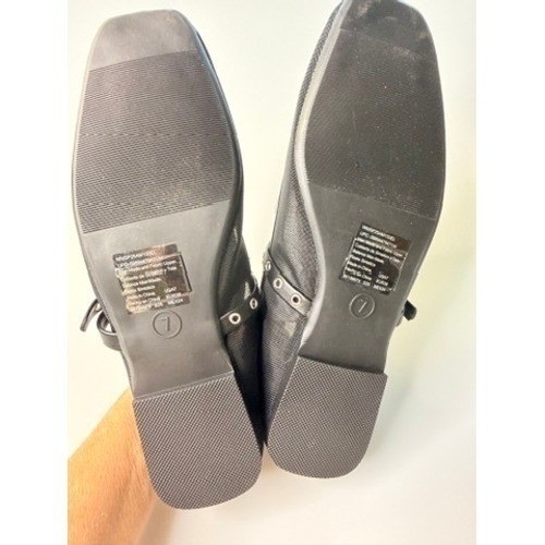NEW Scoop Black Mesh Mary Jane Flats Square Toe Buckle Comfort Shoes NIB
