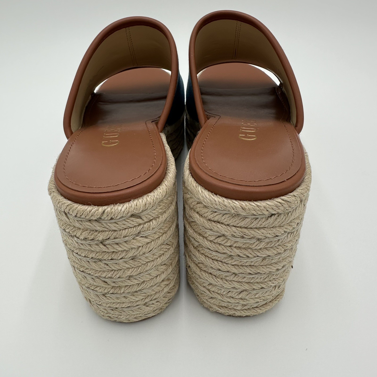 GUESS Womens GWZakki4 Denim Medium Blue 420 Wedge Sandals US 9 M NIB MSRP $99