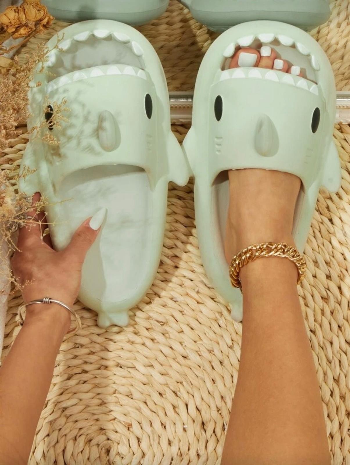 Funny Shark Indoor Outdoor Silly Shark Slippers Womens
