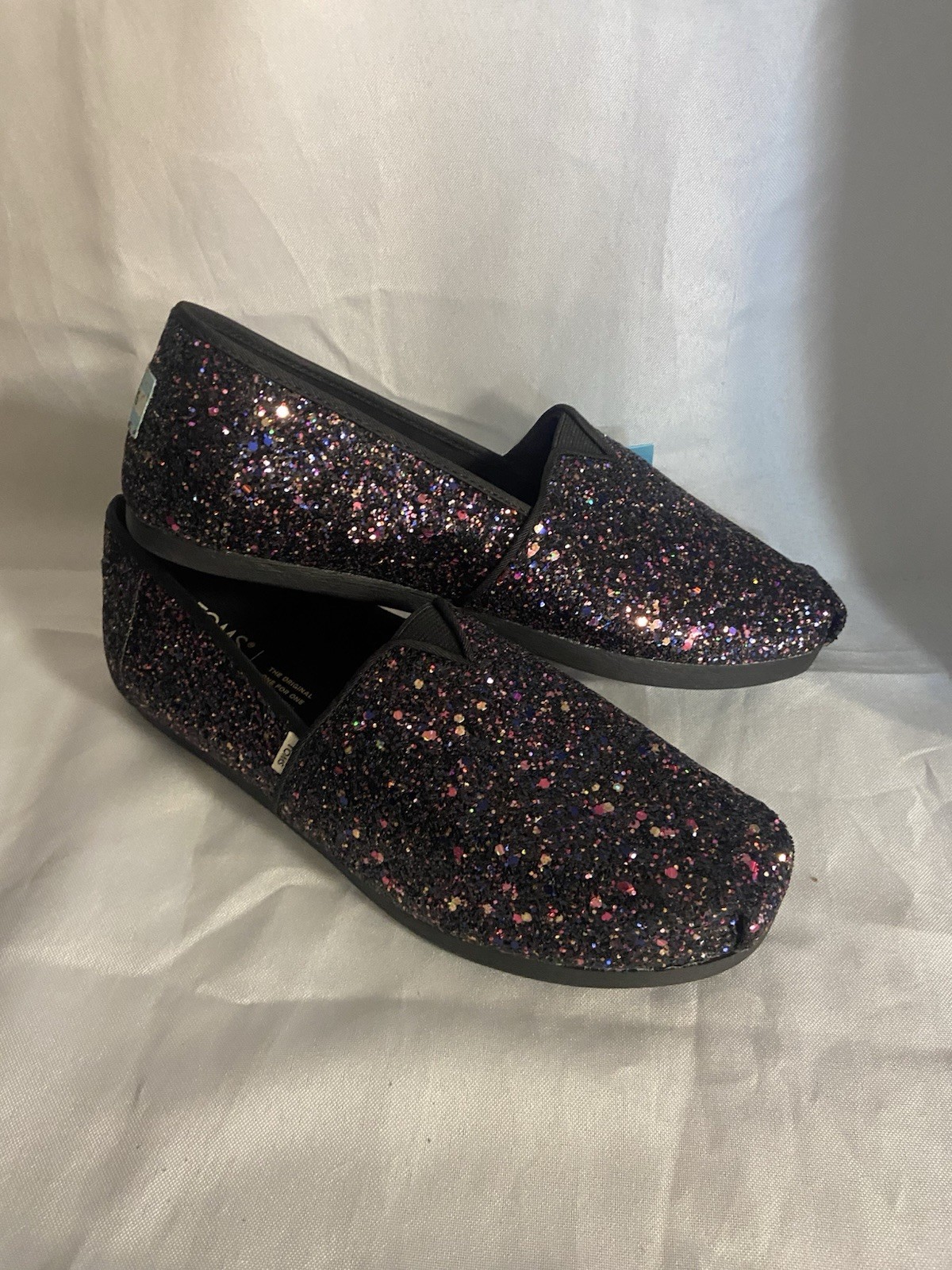 TOMS Classic Alpargata Slip-On Black Glitter Women’s Shoe Size 8 NEW no Box