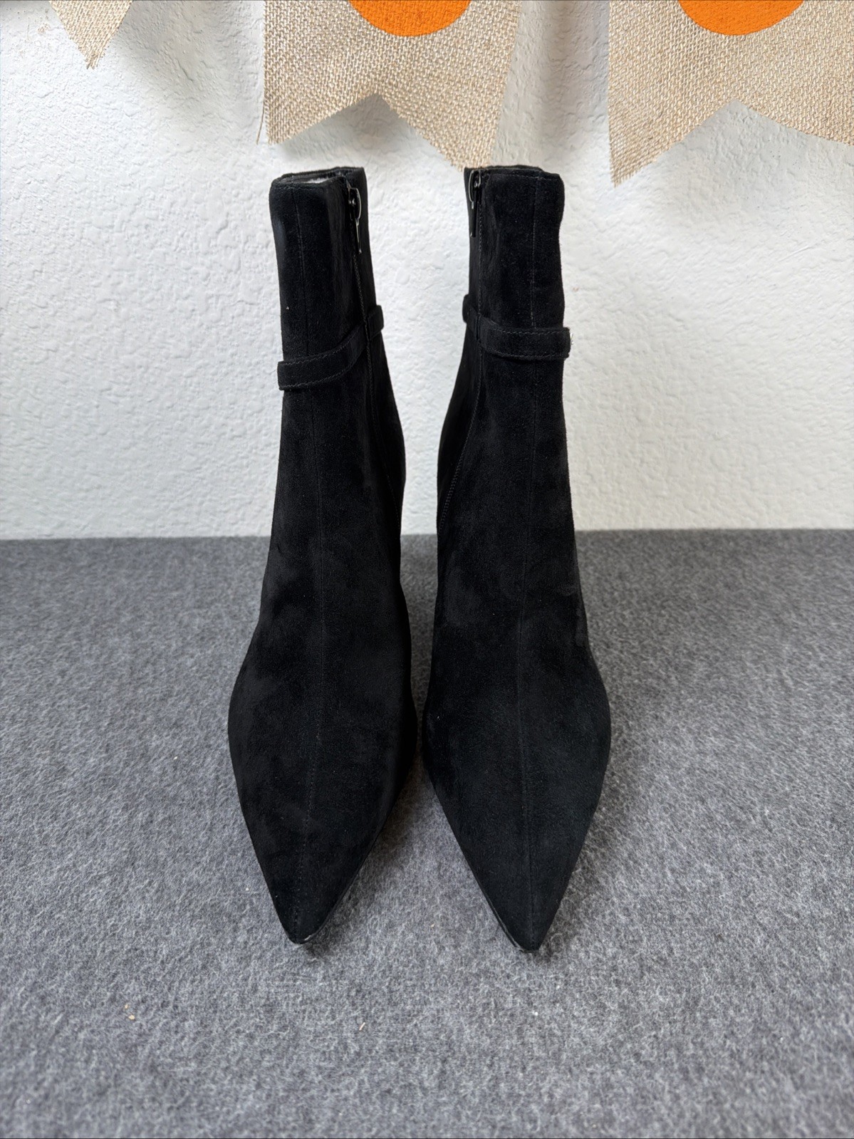 Steve Madden Layan Ankle Boot Women’s Black Suede Size 11M Pointed Toe Bootie