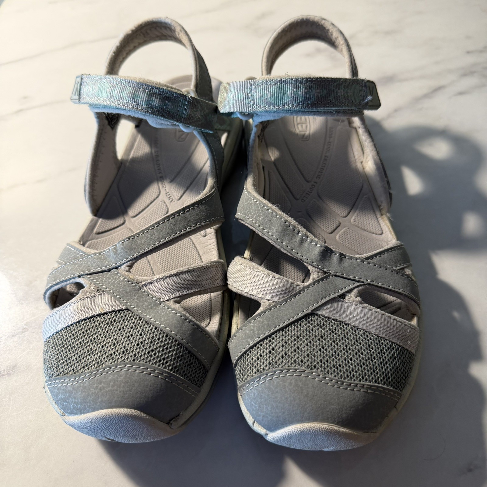 KEEN Women’s Gray Grey Suede/Nylon Sandals Camping Water Sports Shoes 7.5M