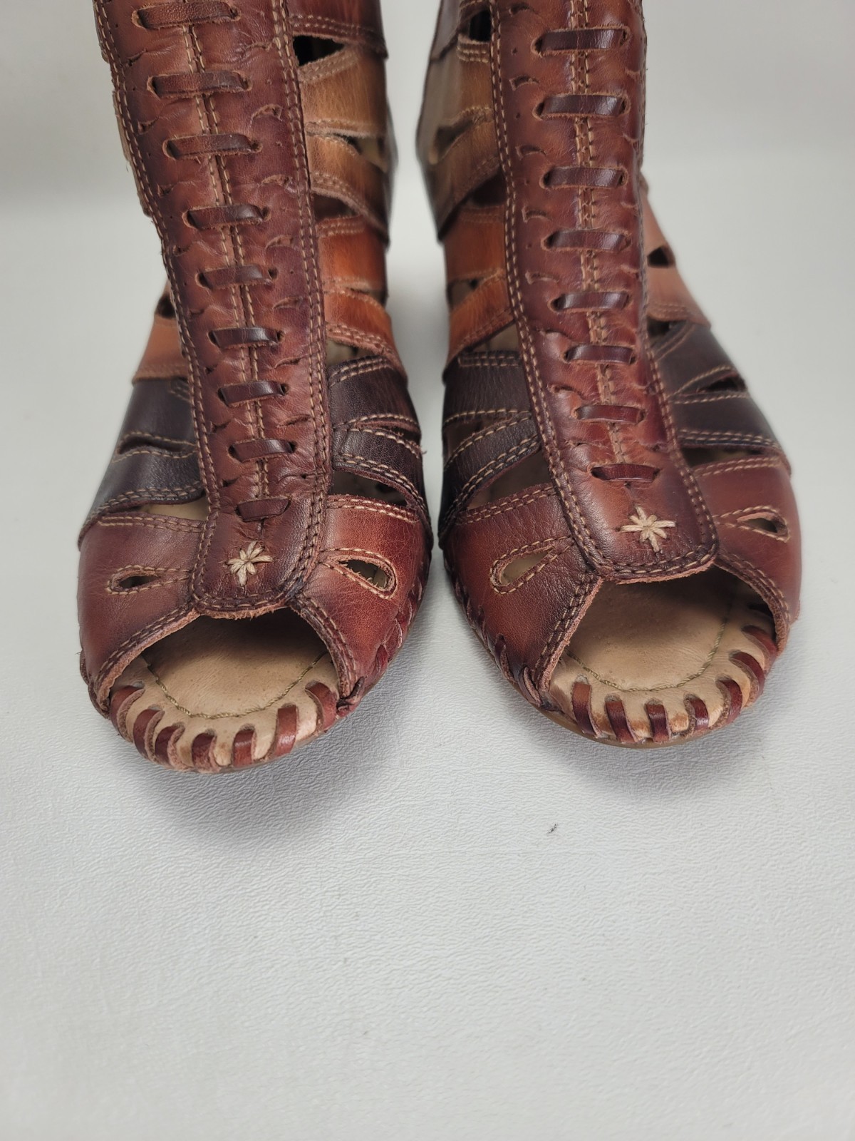 Pikolinos Cutout Leather Heels Booties EU 40 US 9 Spain Brown Heel Casual Travel