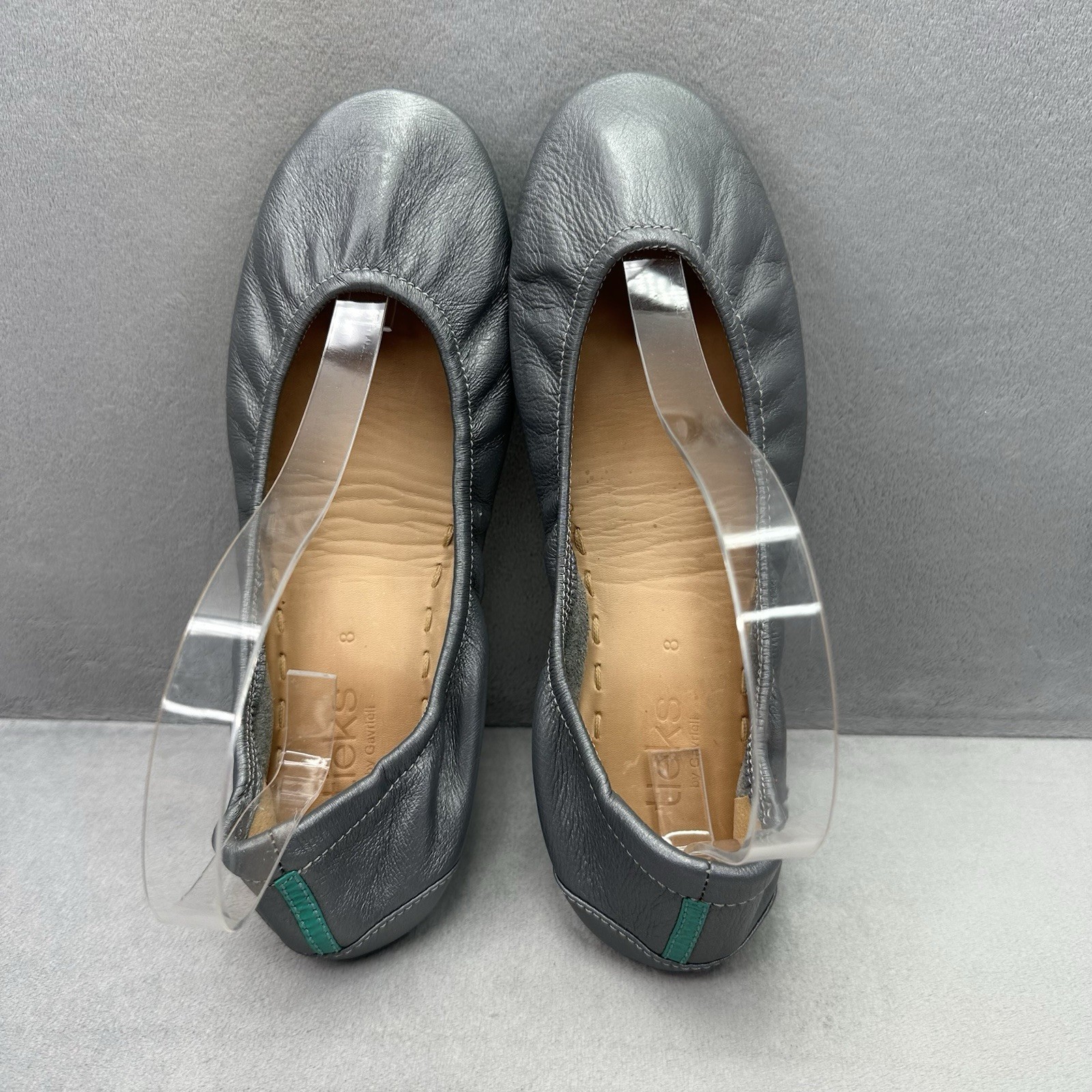 Tieks by Gavrieli Metallic Pewter Womens Size 8 Full Grain Leather Ballet Flats
