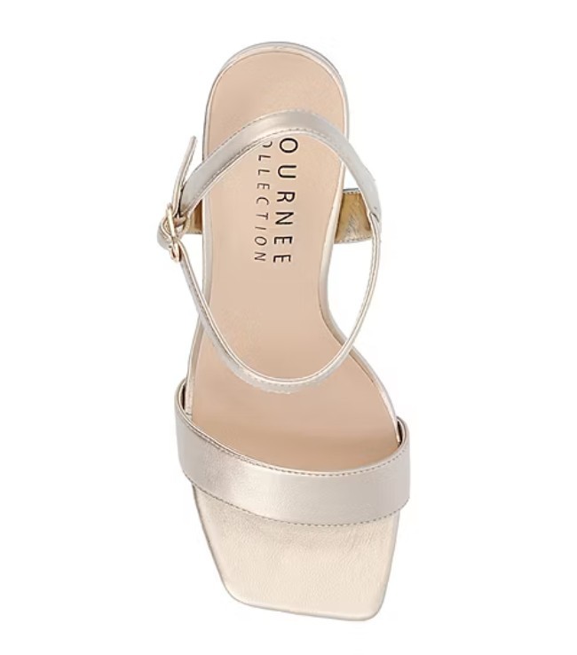 Journee Collection Women’s Size 7 Tivona Block Heel Dress Sandals, Gold