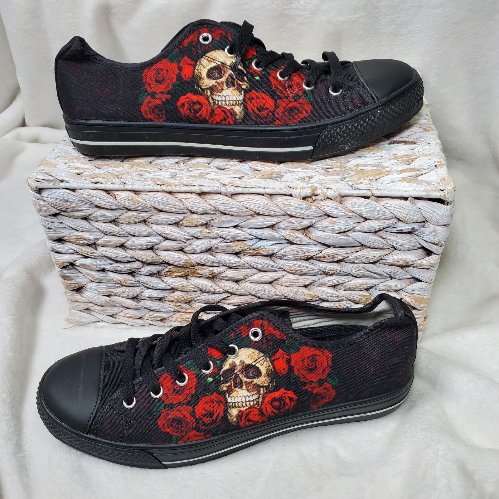 Gothic Skull & Roses Shoes Sneakers Women’s Low Top Lace Up Whimsgoth Retro Y2k