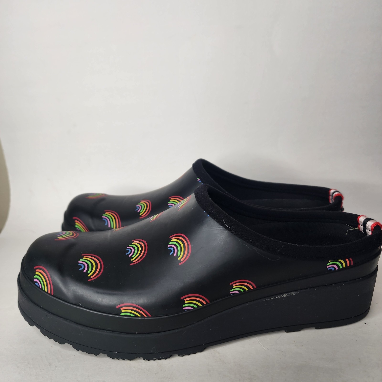 Hunter Play Rainbow Pride Clogs Platform Slip On Shoes Womens 10 Waterproof