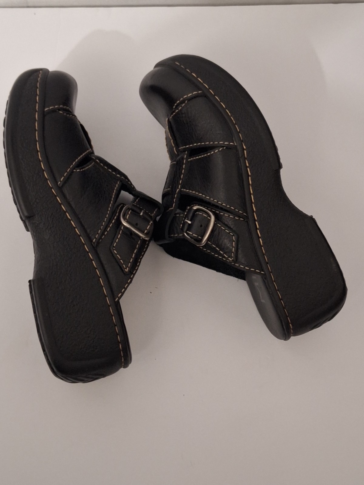 Vintage MIA Yale Black Leather Clogs Mules Shoes Women’s 7.5M Platform Boho Y2K