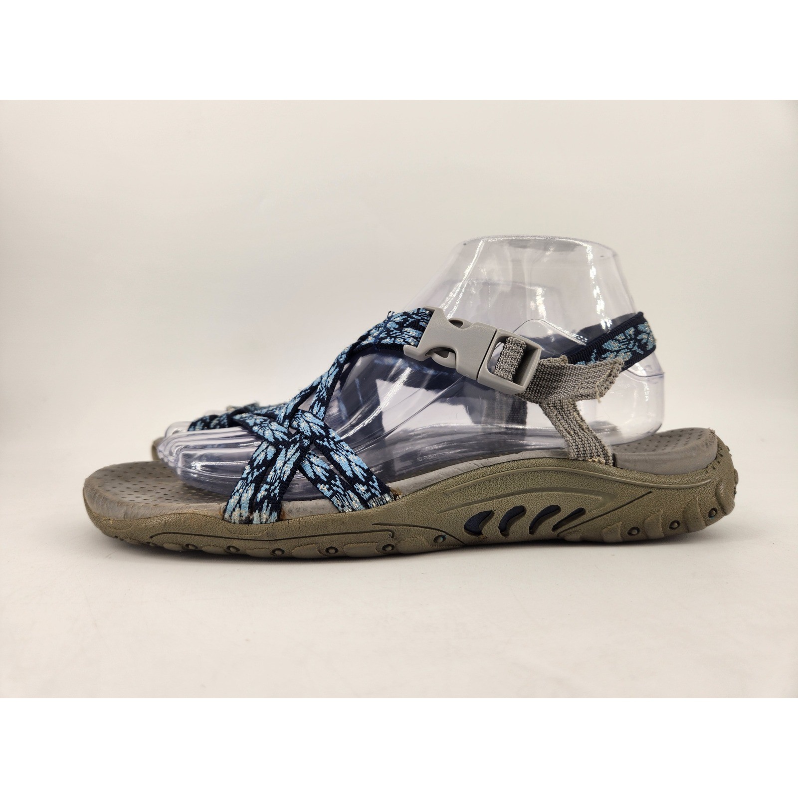Skechers Reggae Positive Space Strappy Athletic Sandals Womens 9 Blue Buckle
