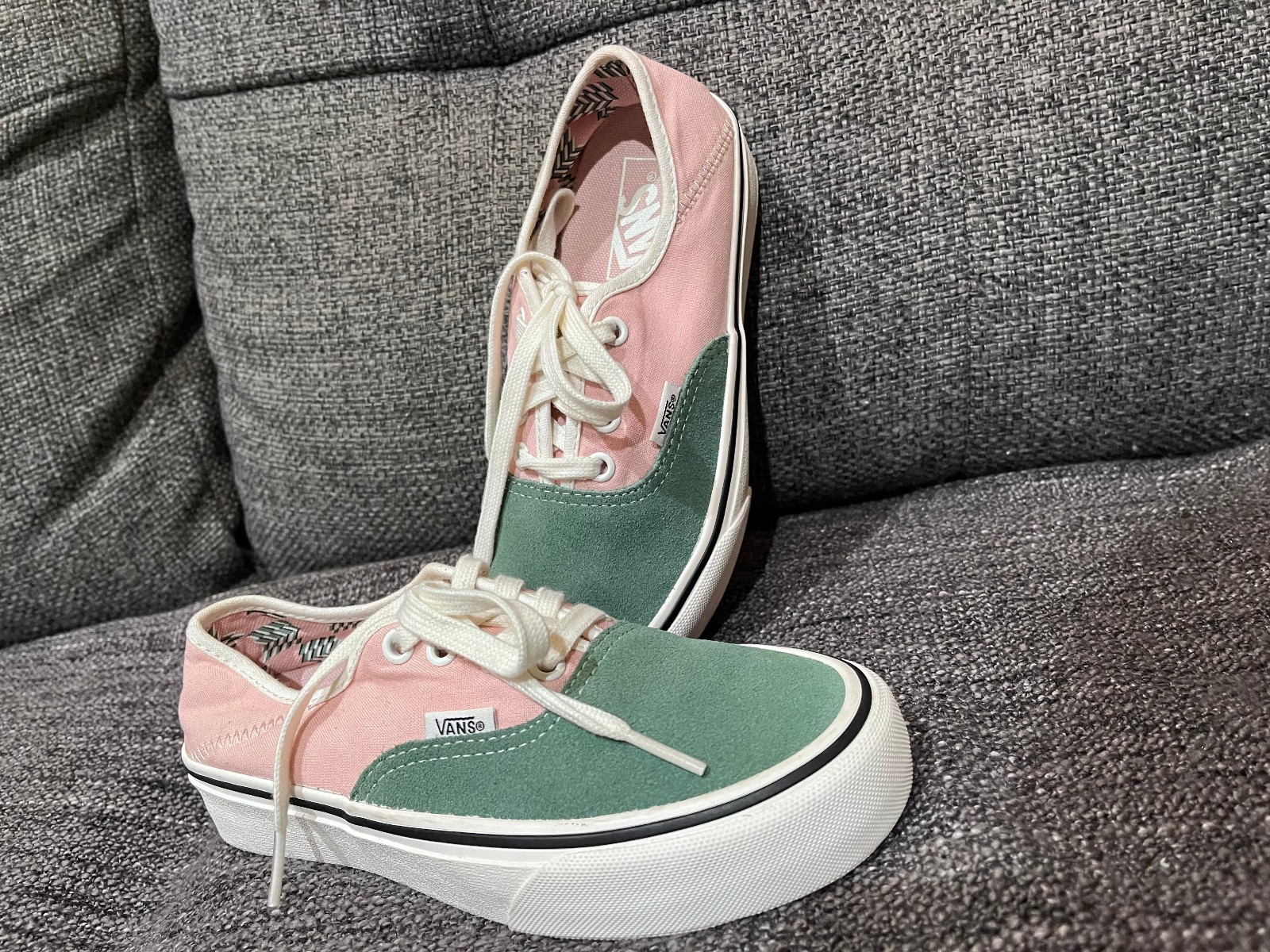 VANS Ultra Cush Pink Green Skate Sneaker Canvas Suede Shoes Women’s 5 Men 3.5