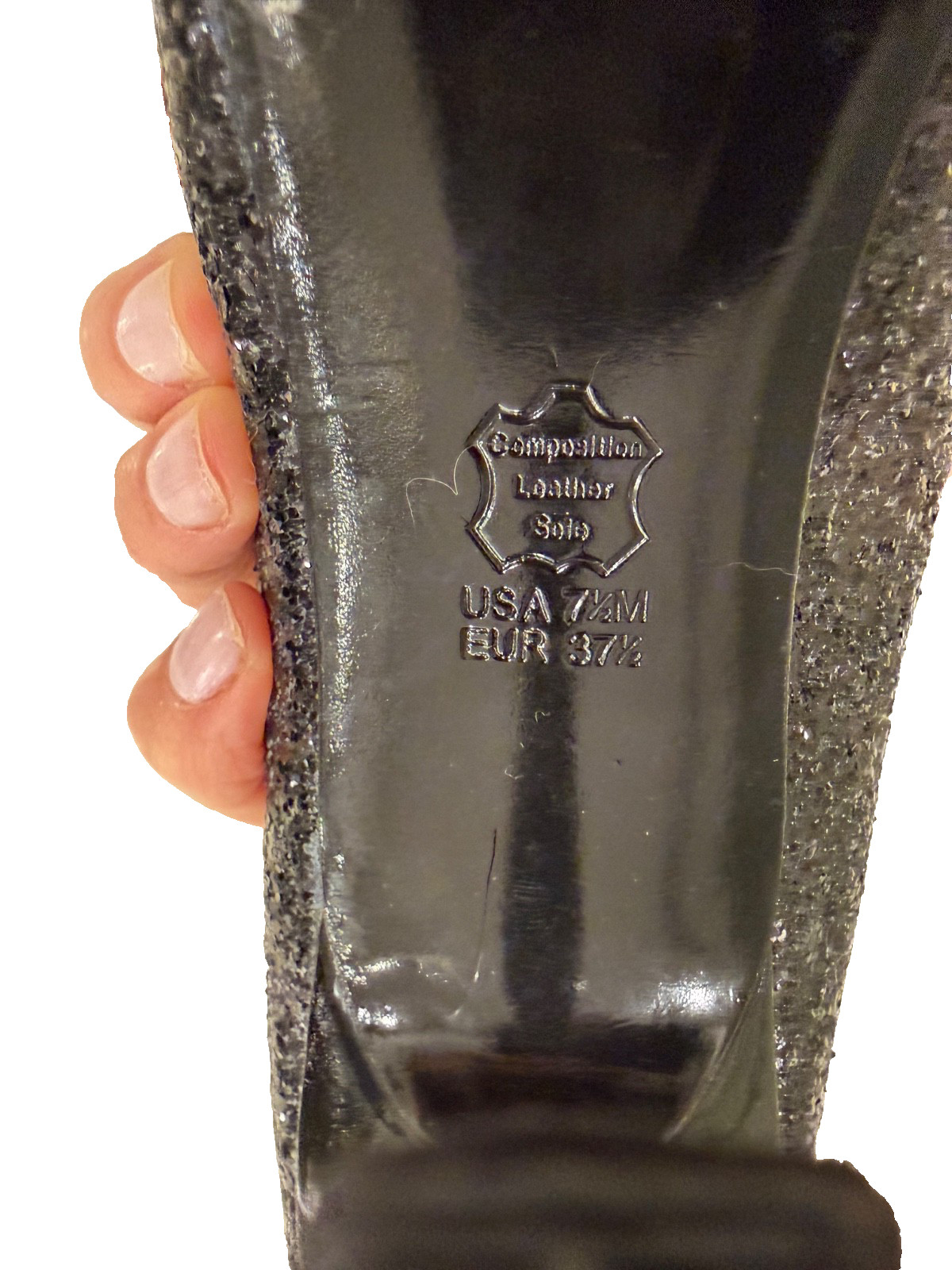 Nina – Black Sparkle Glitter Bling Pumps Maximalism – 4.25″ Heel – Size 7.5M
