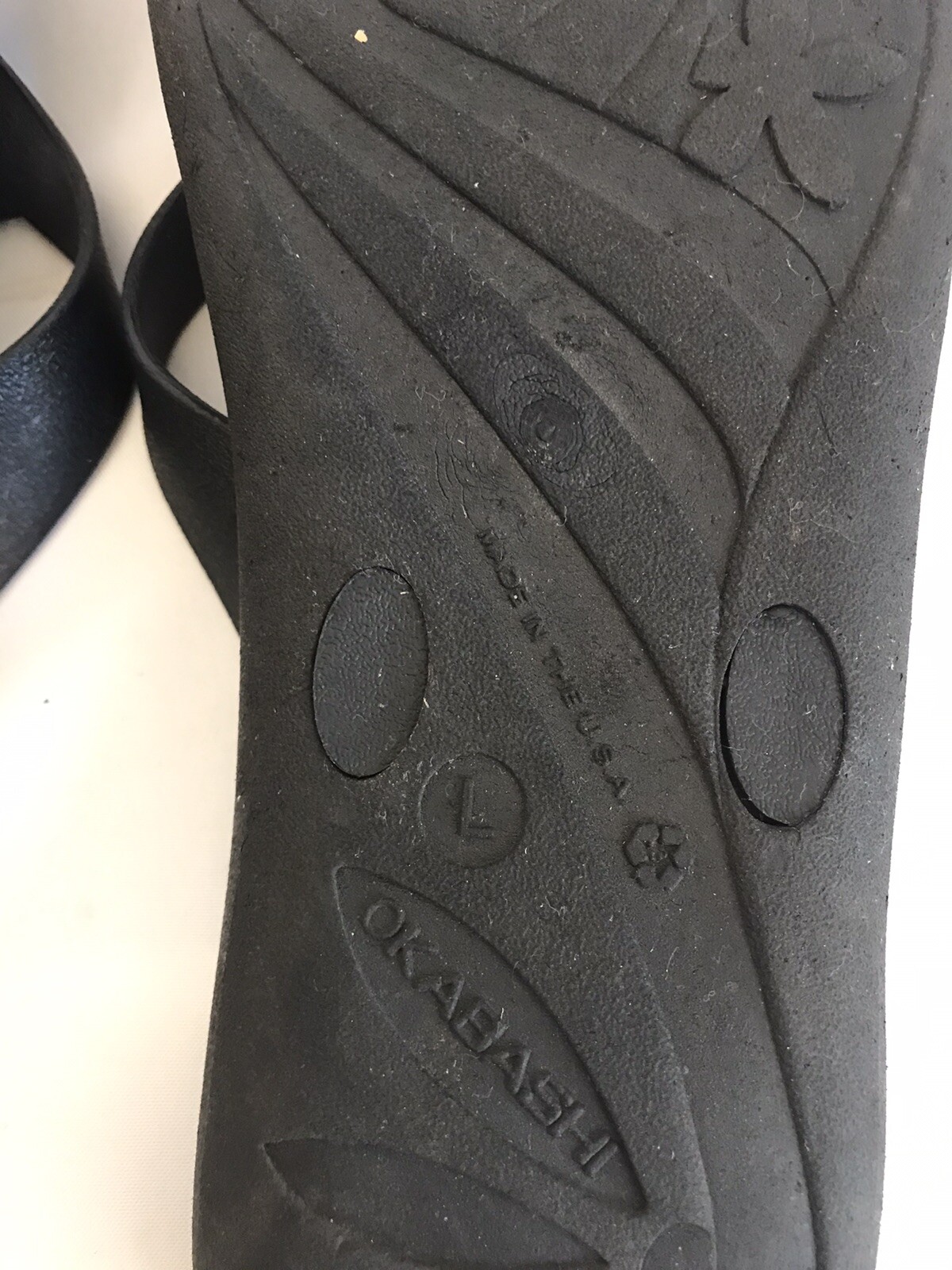 Okabashi Women’s Size L 9-10 Flip Flop Ortho Style Black Flats Sandals Made USA
