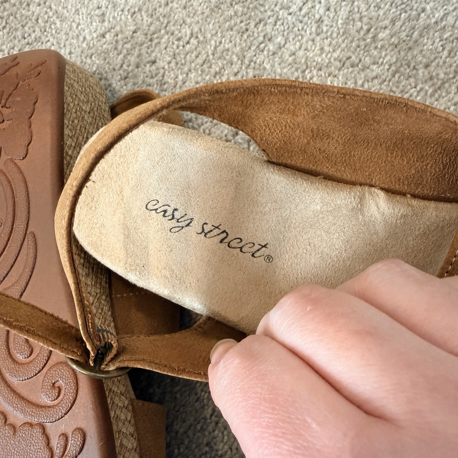 Easy Street Gannett Tan Wedge Sandals Espadrille Slingback 9 Style: 31-1614