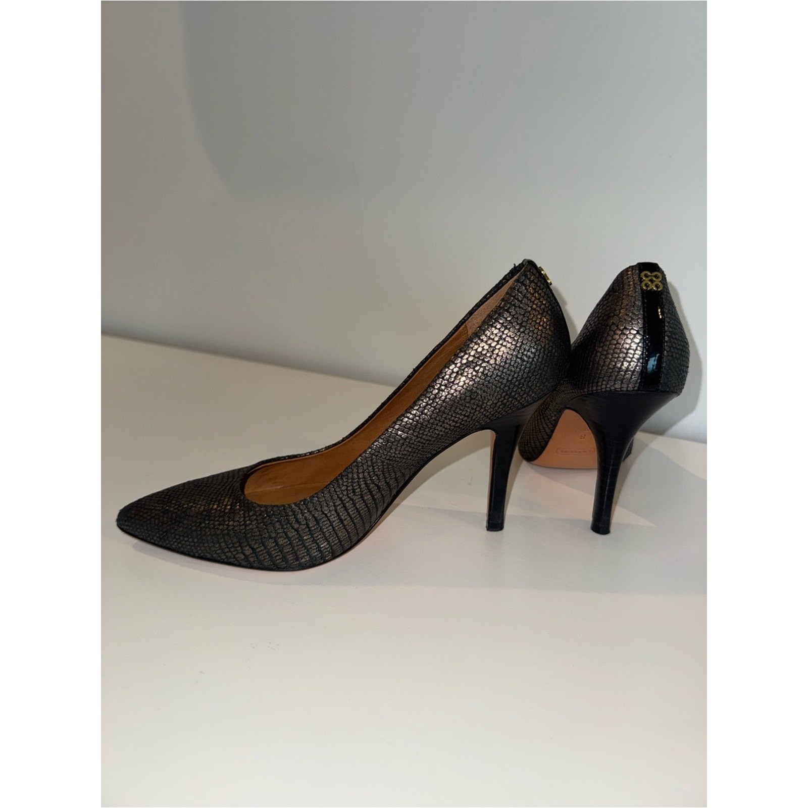 Coach Black Textured Pointed-Toe High Heels size 8