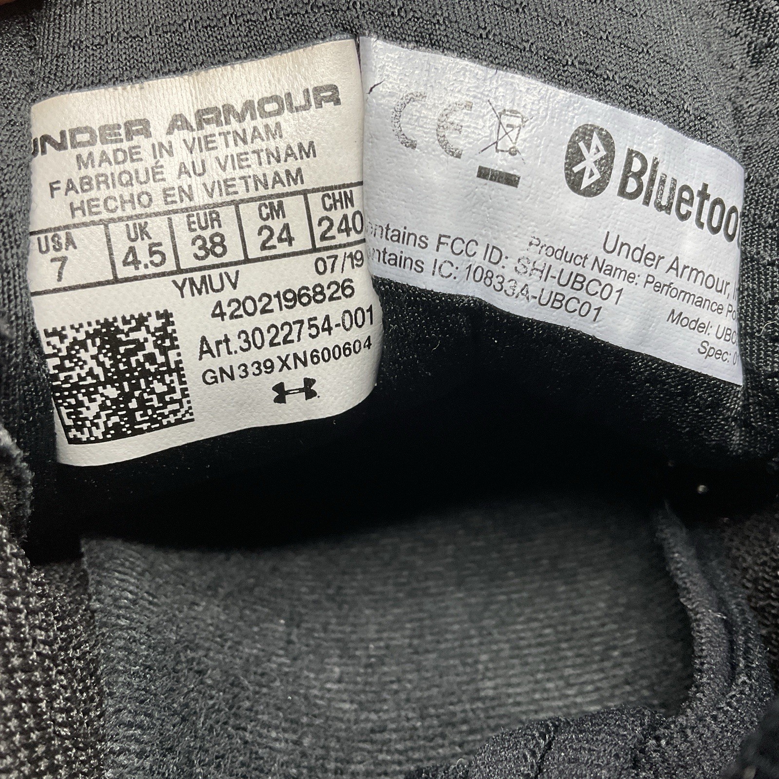 Under Armour Hovr Sonic CT 1.1 Running Shoes Womens Size 7 Black Sneaker 3022754