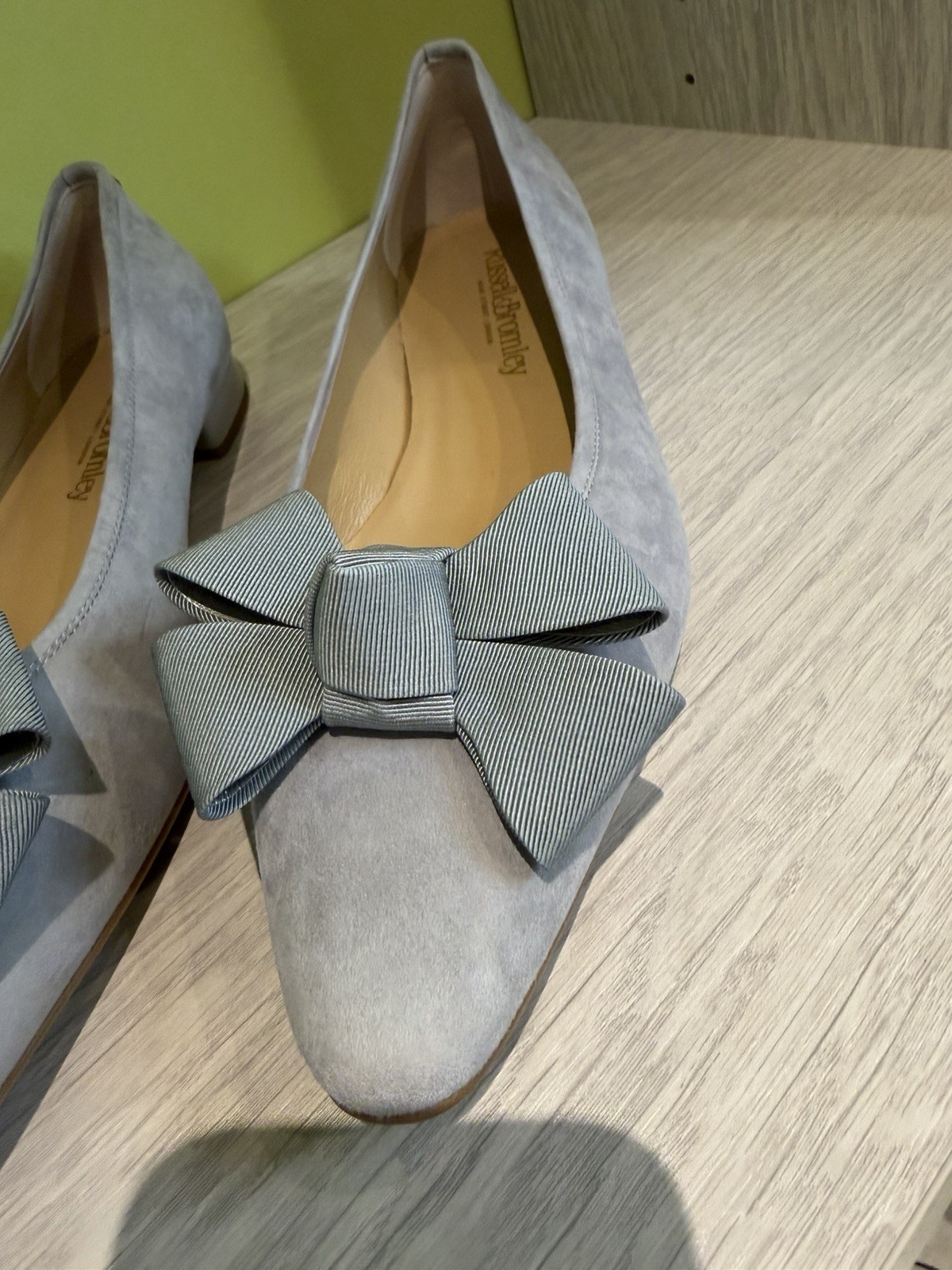 NWOT Russell And Bromley Light Blue Shoe With Bow Never Worn 40.5 (10.5)