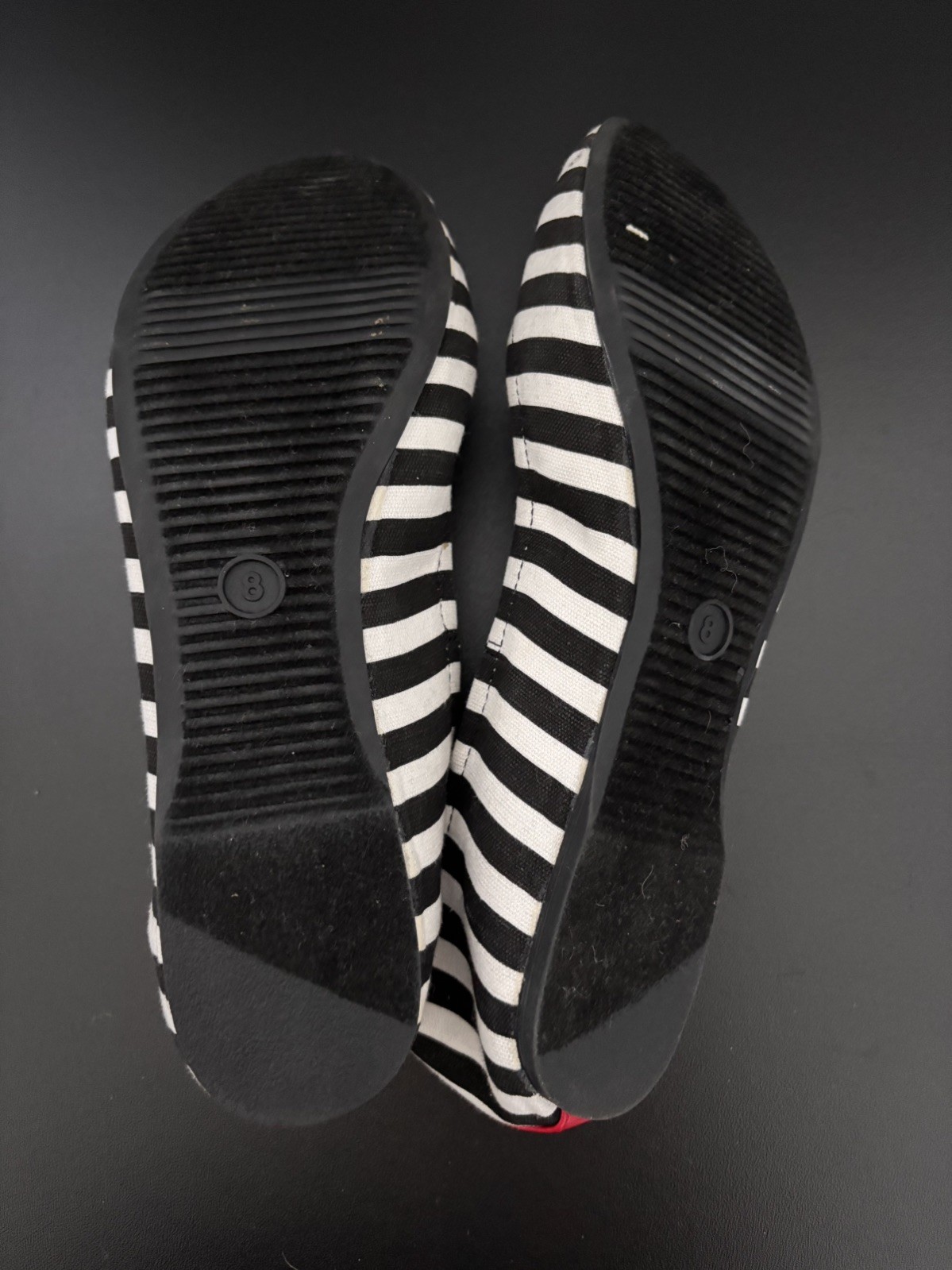 Mossimo Black White Striped Ballet Flats Red Womens Size 8 Slip On Shoes Casual