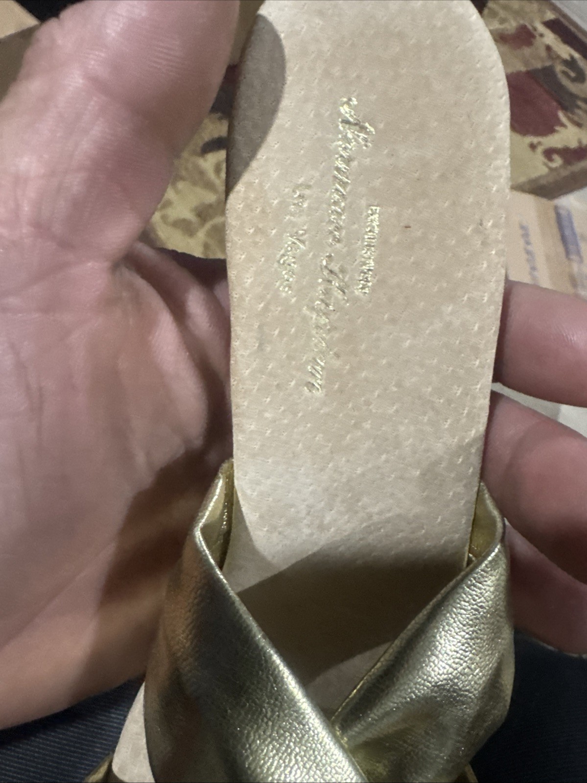 Size 7 Open Toe 3.25 Heel Norman Kaplan.Gold